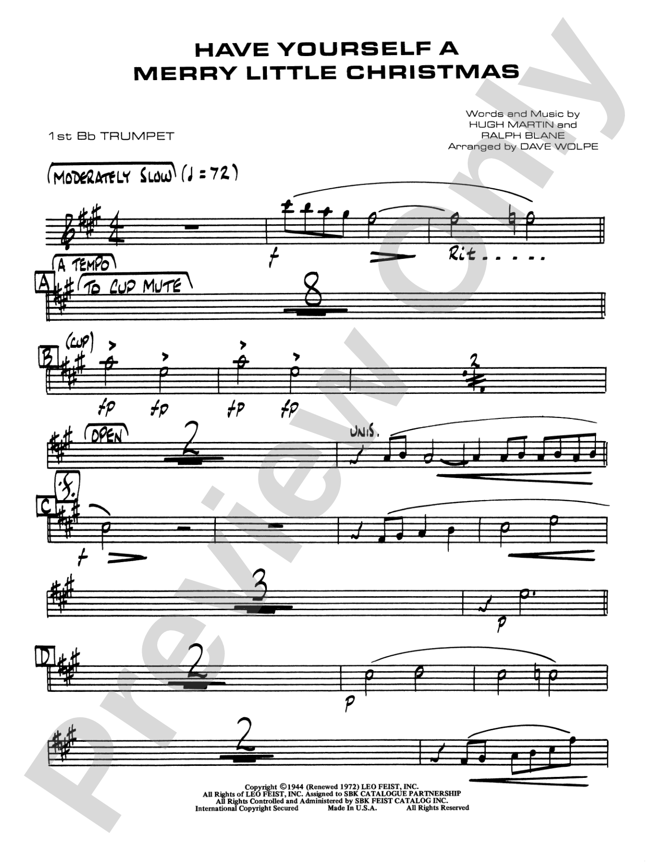 Have Yourself a Merry Little Christmas: 1st B-flat Trumpet