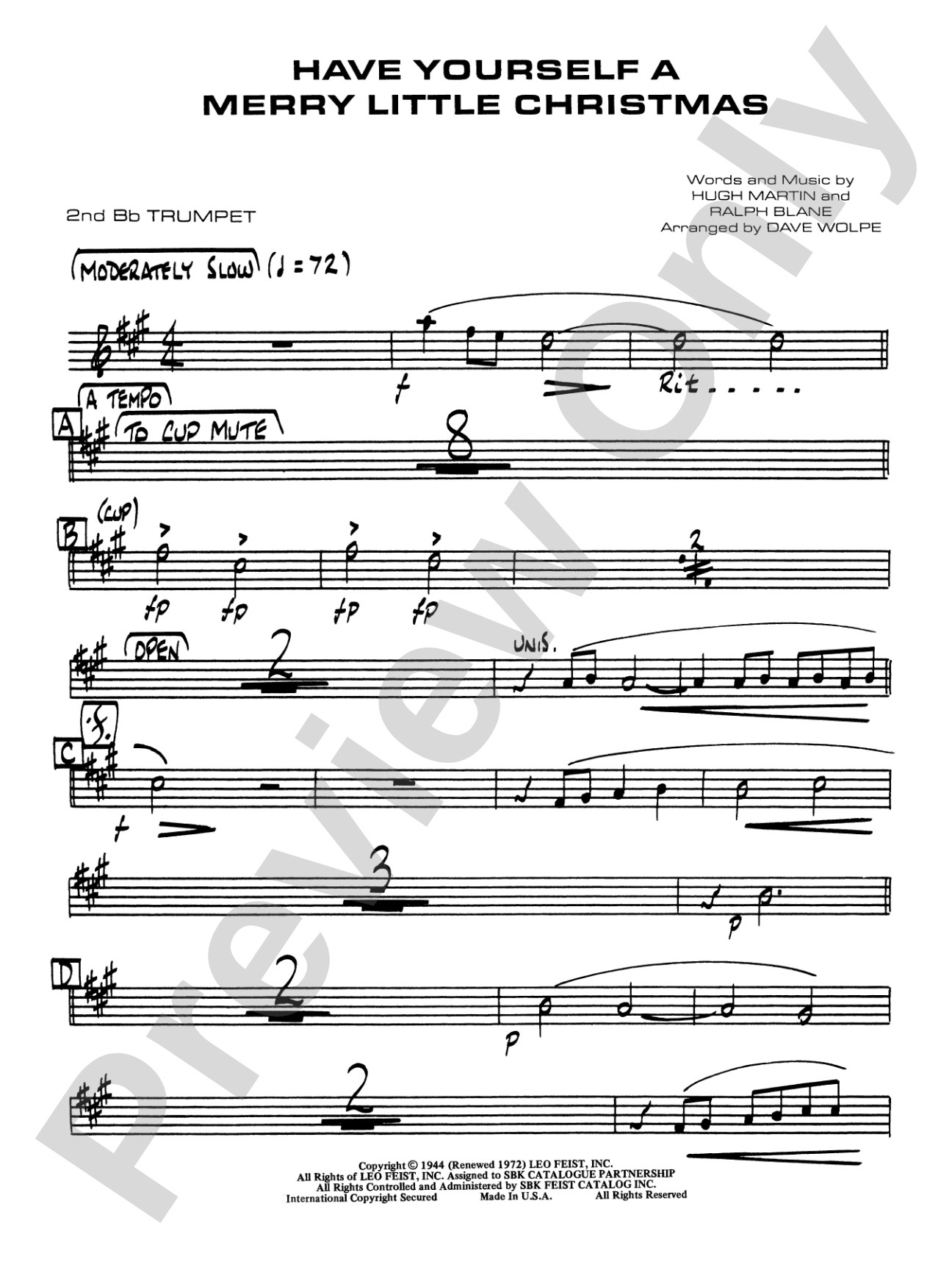 Have Yourself a Merry Little Christmas: 2nd B-flat Trumpet