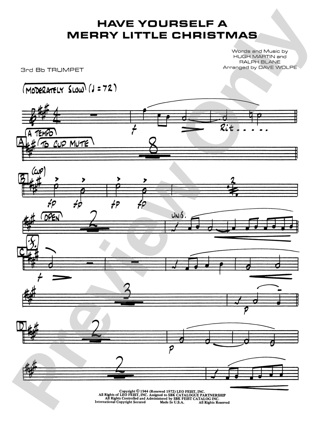 Have Yourself a Merry Little Christmas: 3rd B-flat Trumpet