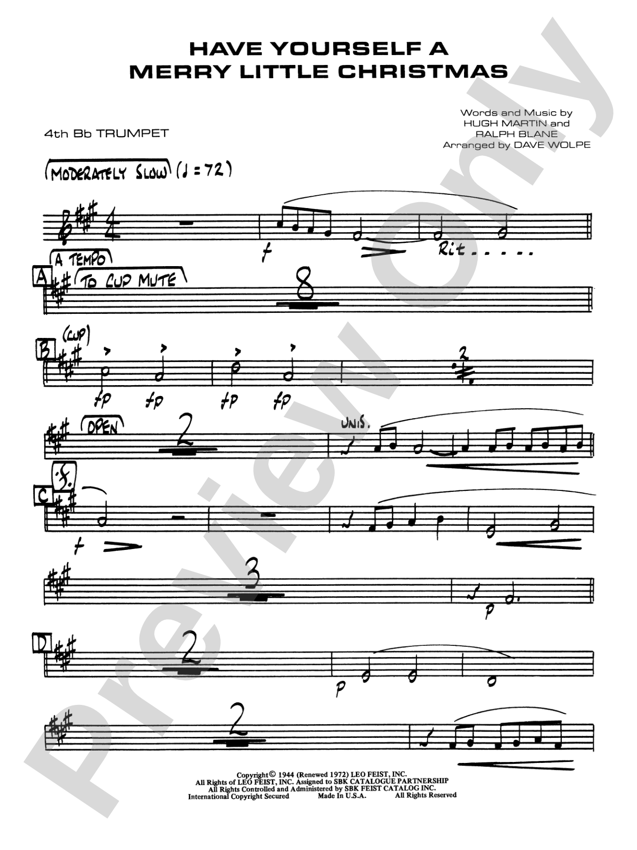Have Yourself a Merry Little Christmas: 4th B-flat Trumpet
