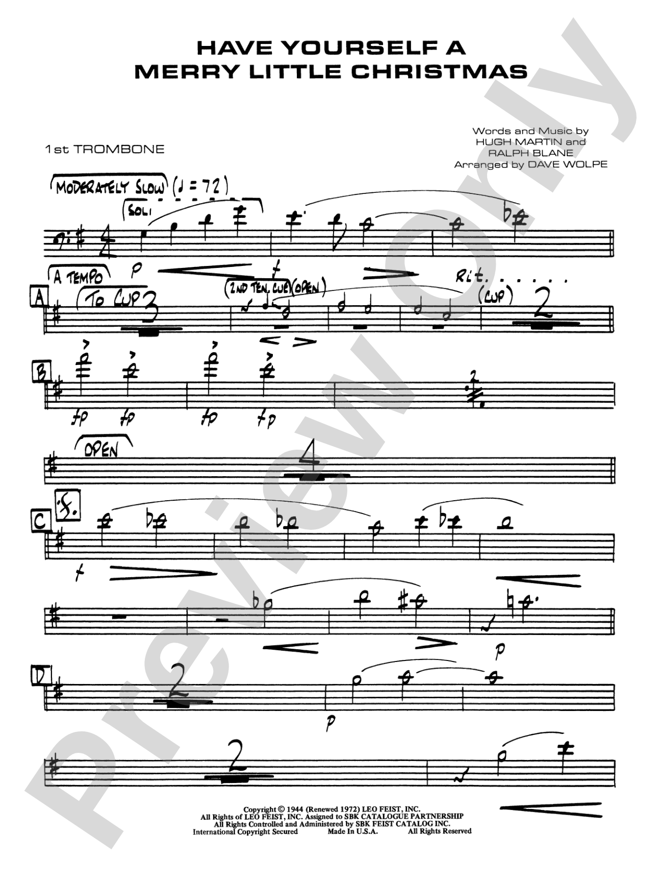 Have Yourself a Merry Little Christmas: 1st Trombone