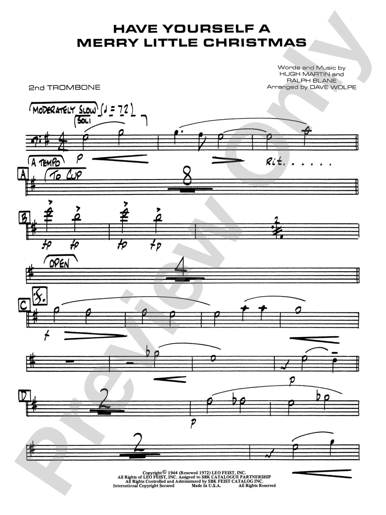 Have Yourself a Merry Little Christmas: 2nd Trombone