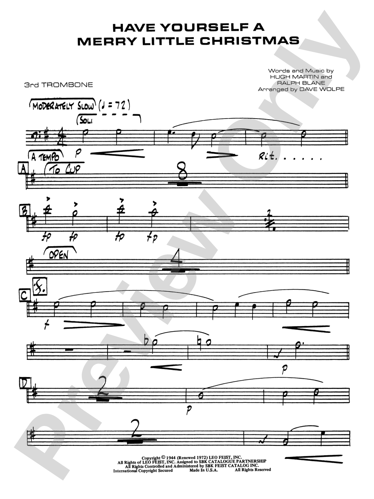 Have Yourself a Merry Little Christmas: 3rd Trombone