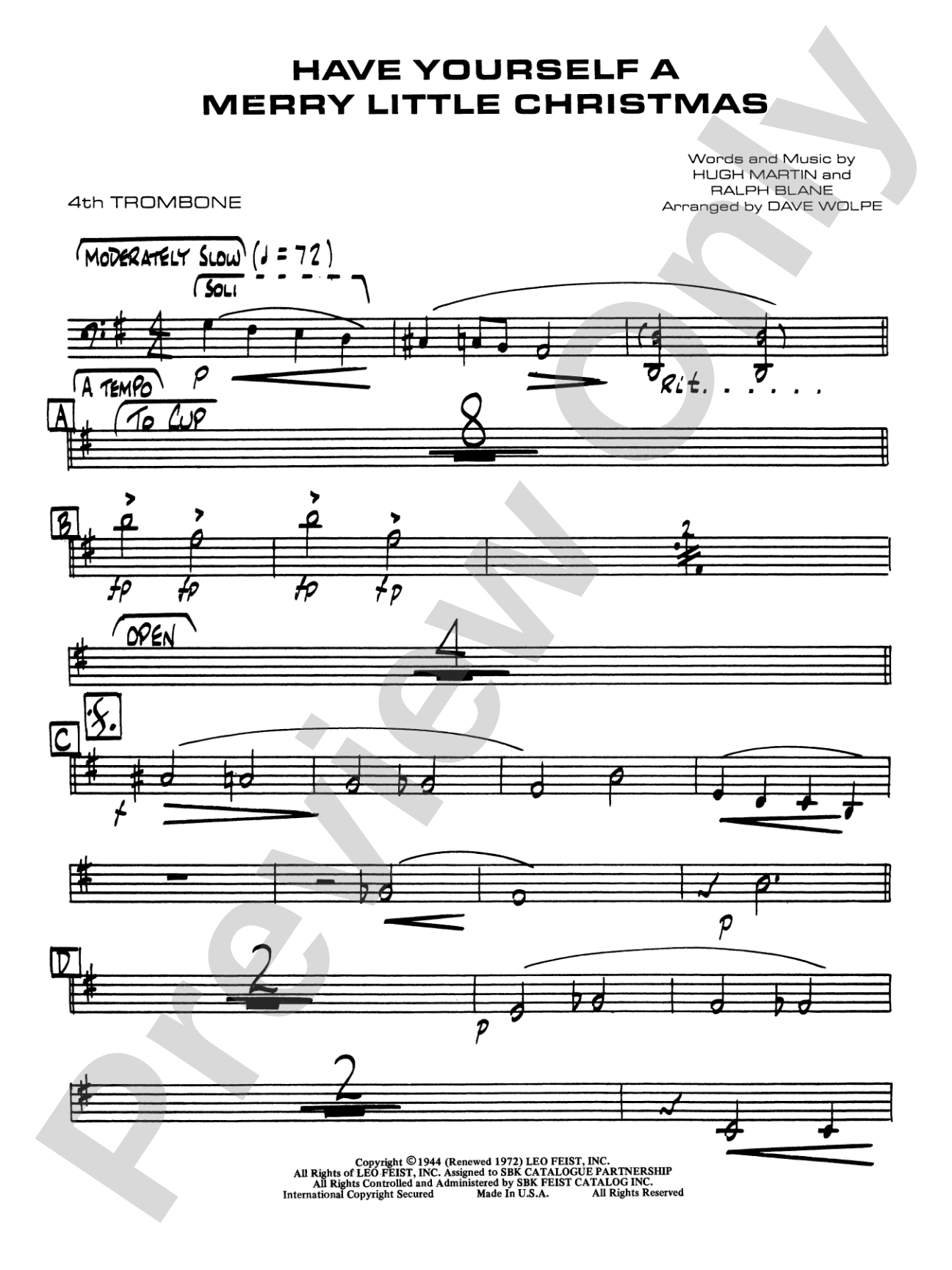 Have Yourself a Merry Little Christmas: 4th Trombone