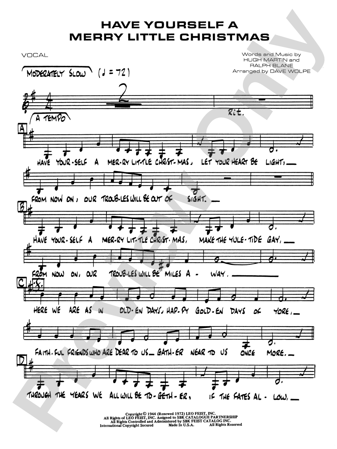 Have Yourself a Merry Little Christmas: Vocals