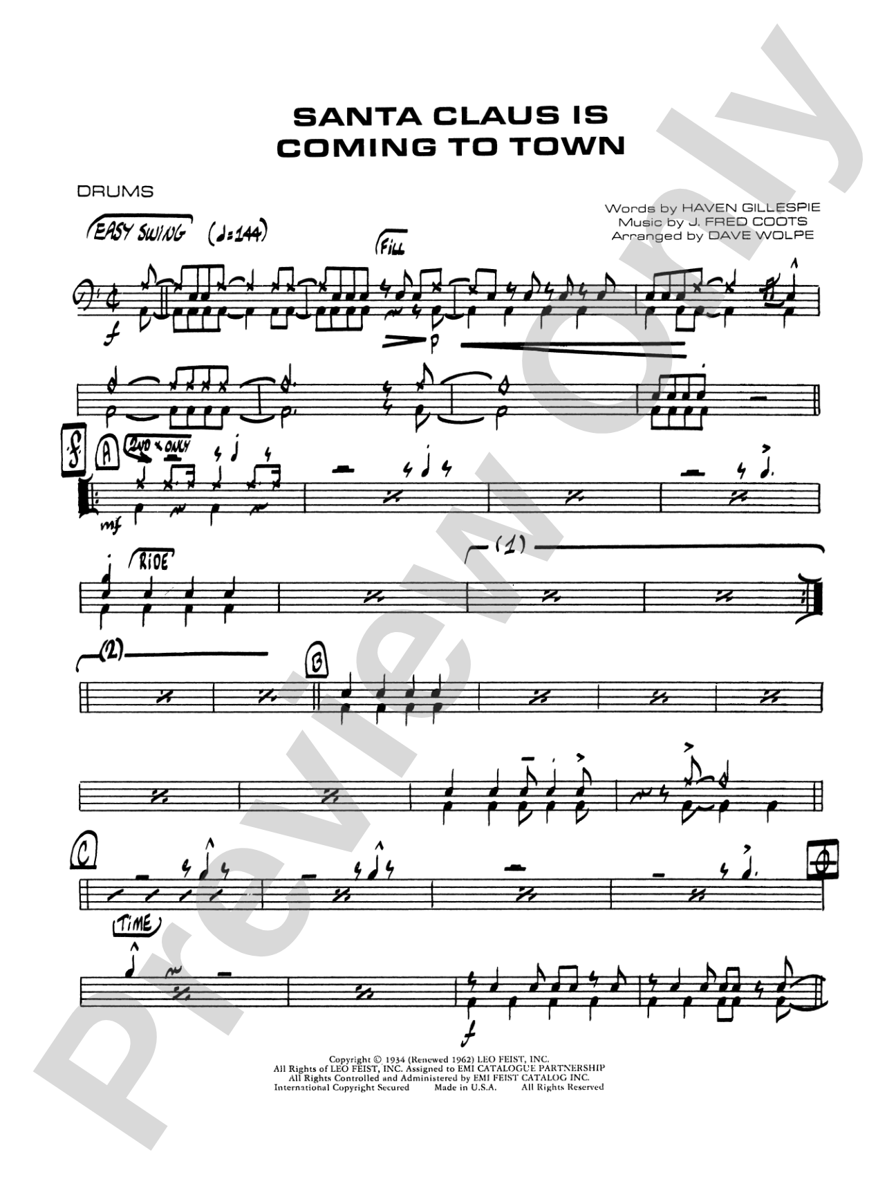 Santa Claus Is Coming to Town: Drums