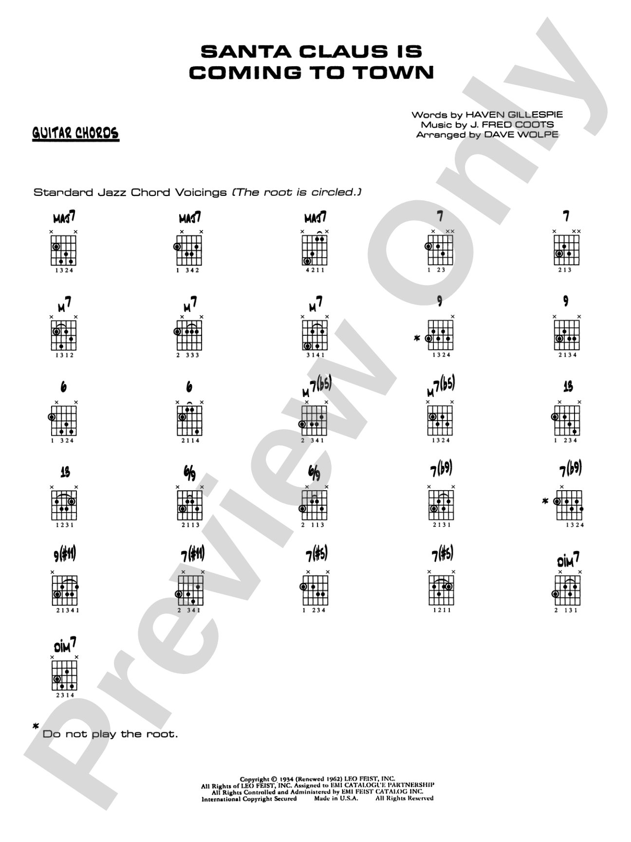 Santa Claus Is Coming to Town: Guitar Chords