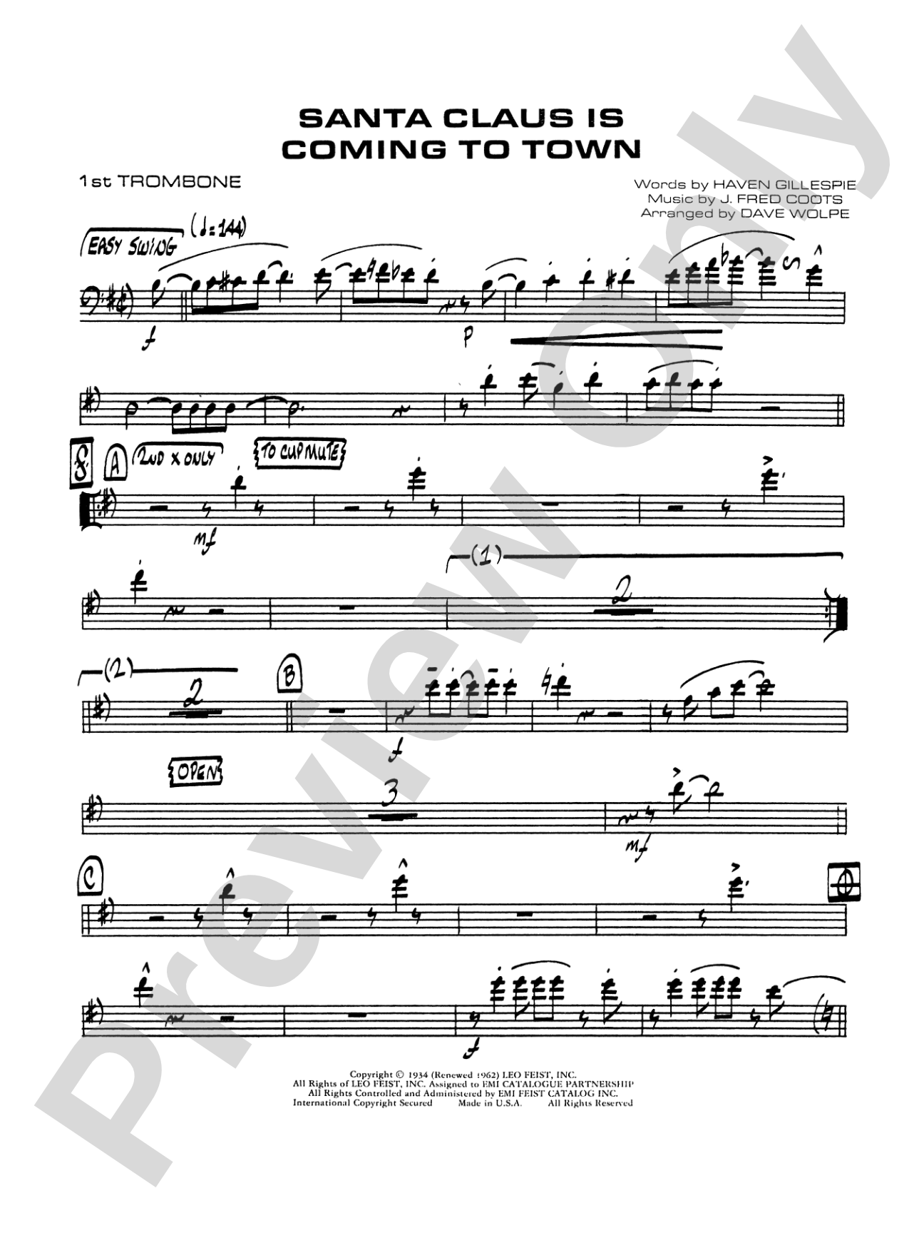 Santa Claus Is Coming to Town: 1st Trombone