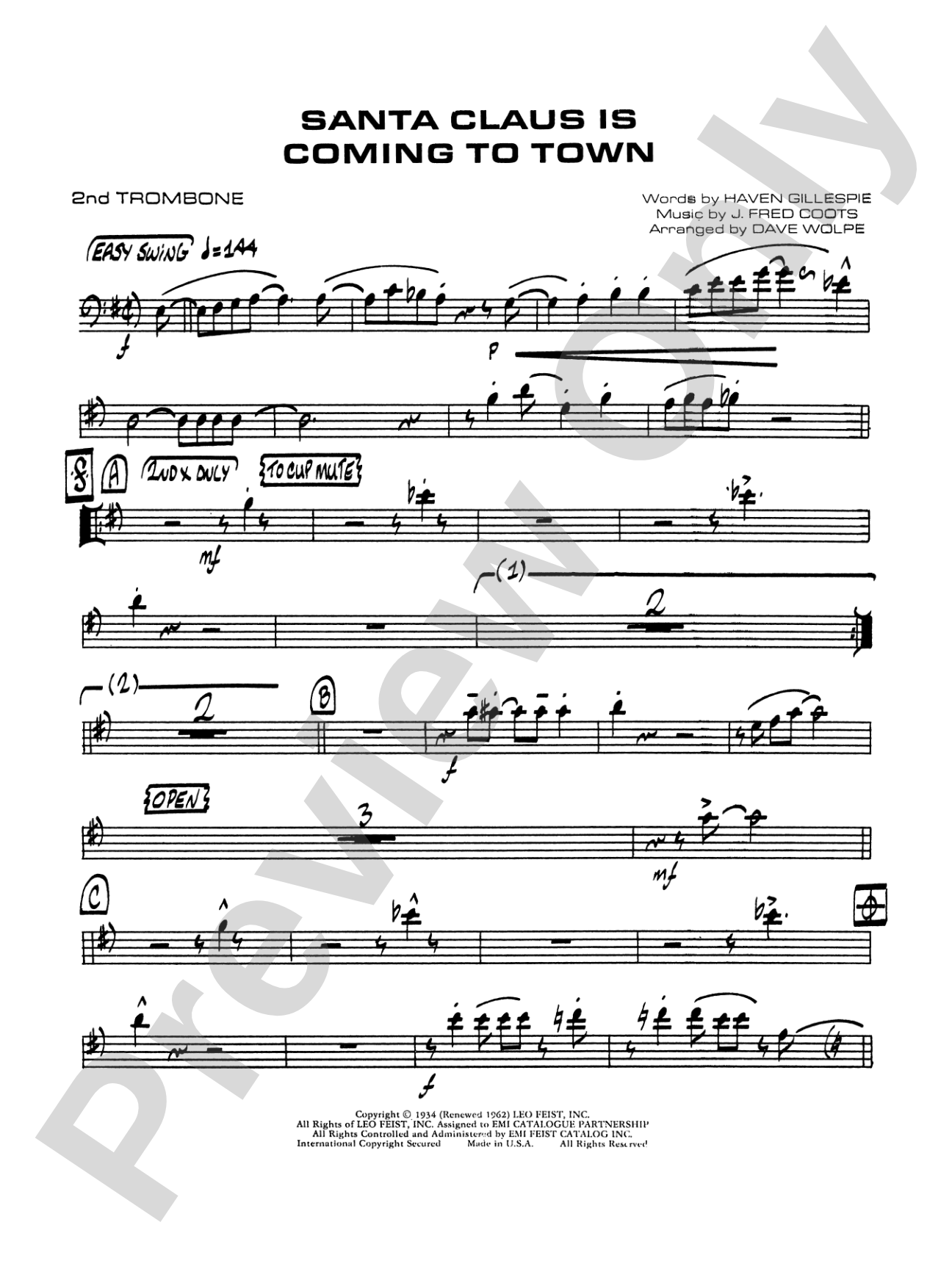 Santa Claus Is Coming to Town: 2nd Trombone