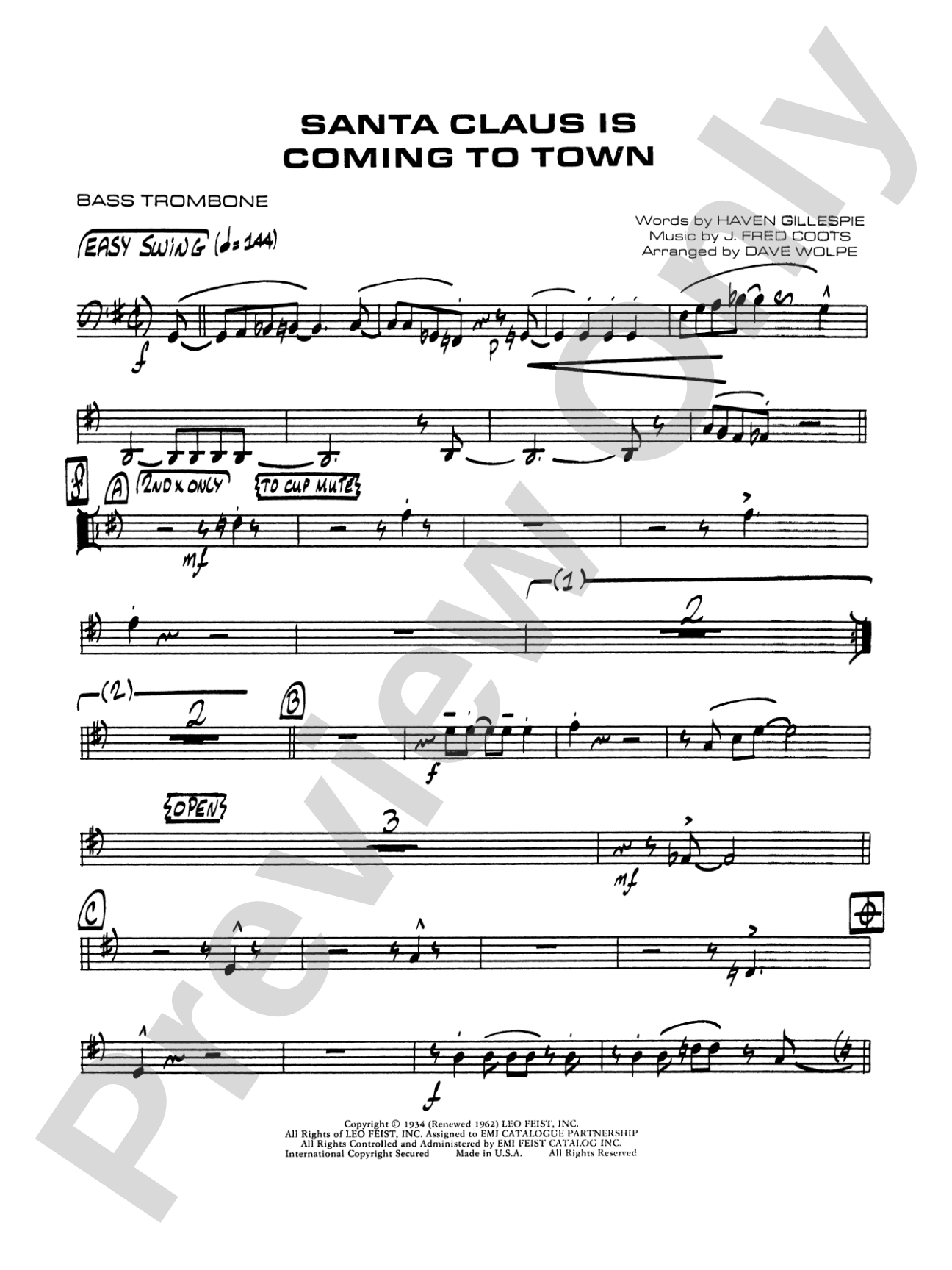 Santa Claus Is Coming to Town: 4th Trombone