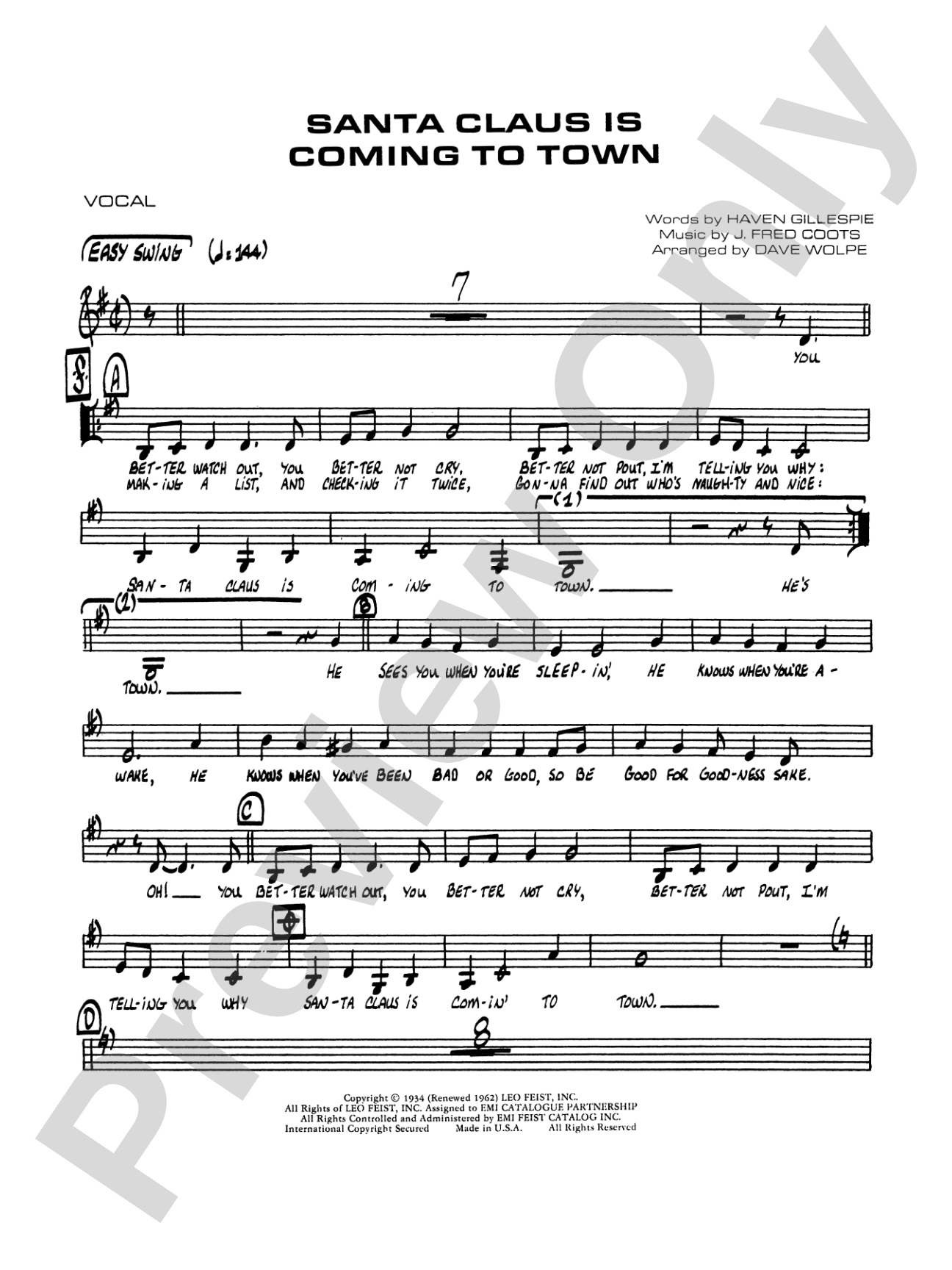 Santa Claus Is Coming to Town: Vocals