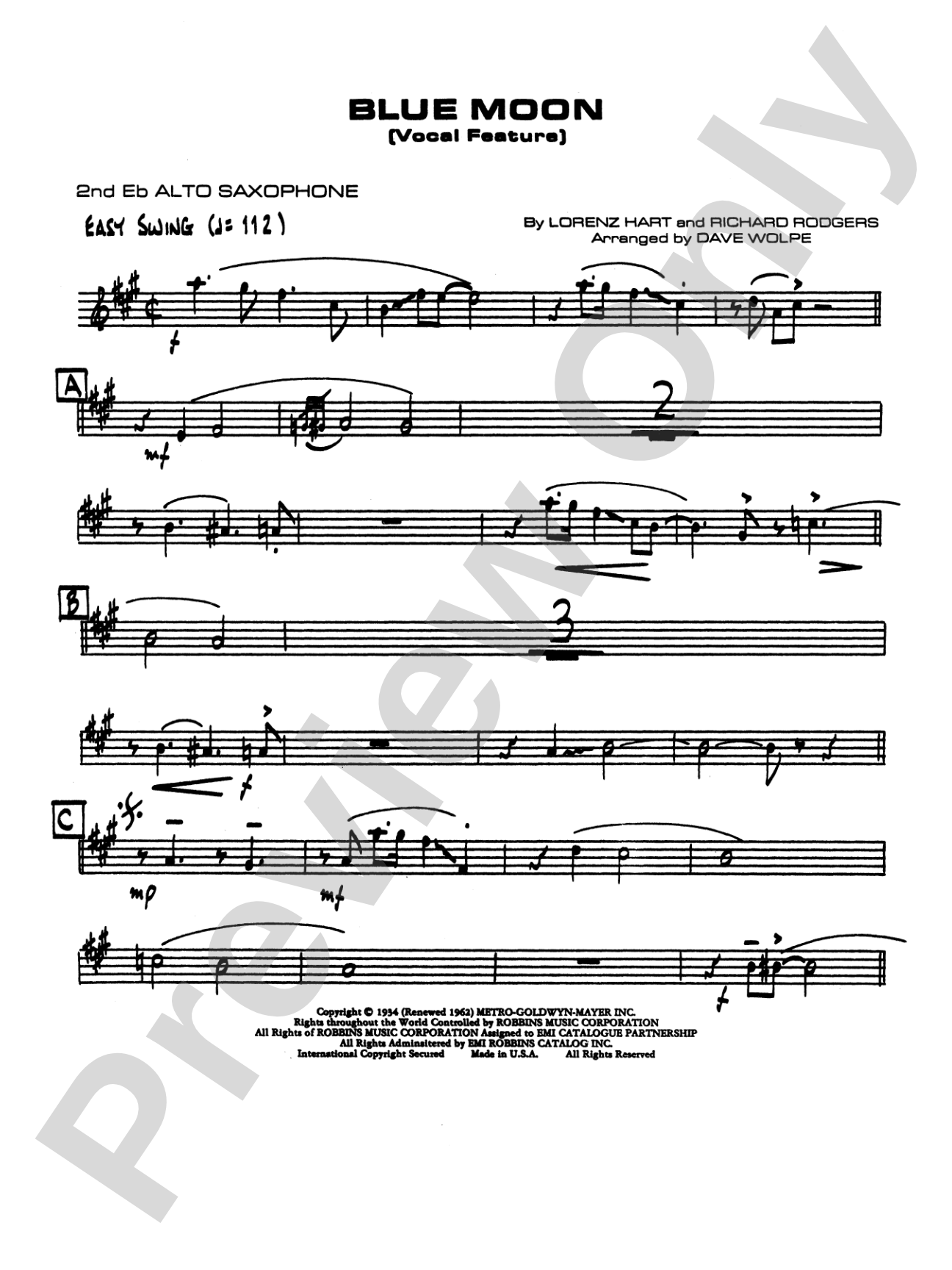 Blue Moon: 2nd E-flat Alto Saxophone