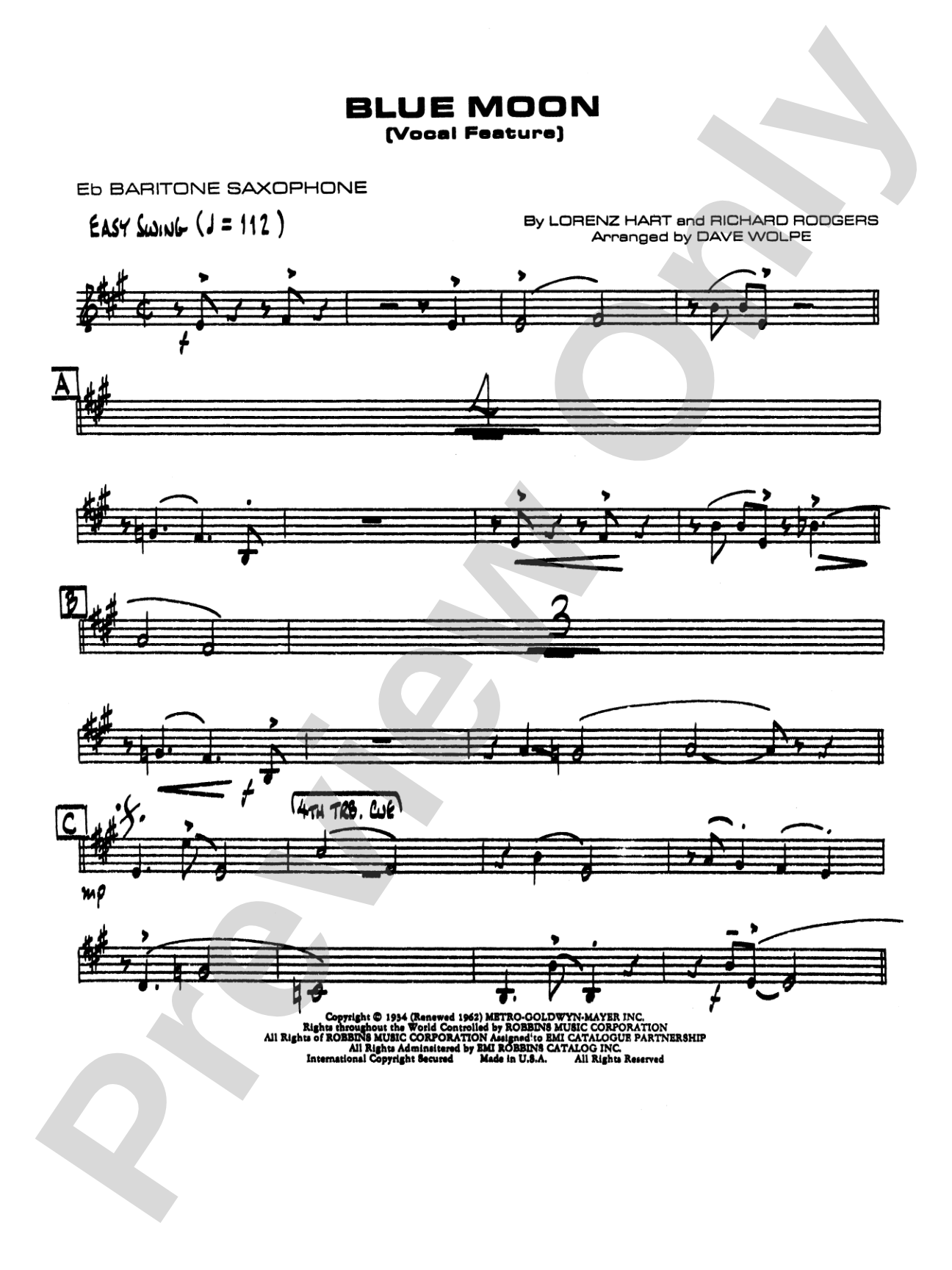 Blue Moon: E-flat Baritone Saxophone