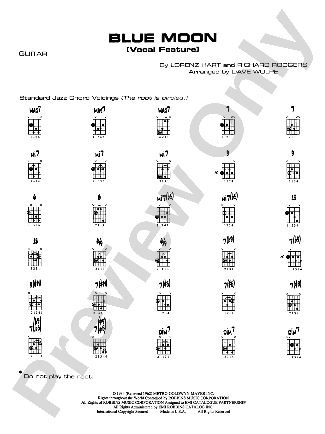Blue Moon: Guitar Chords