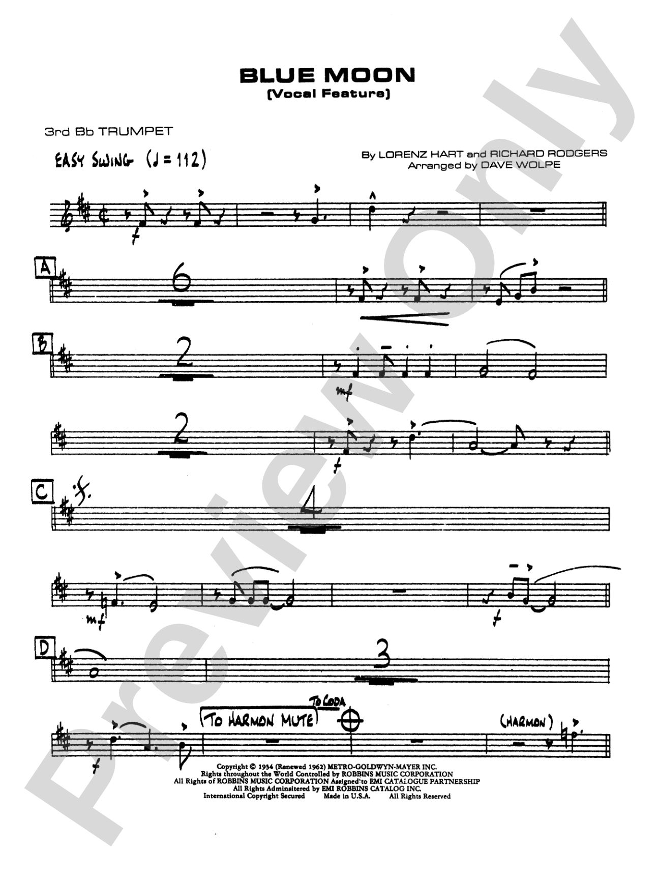 Blue Moon: 3rd B-flat Trumpet