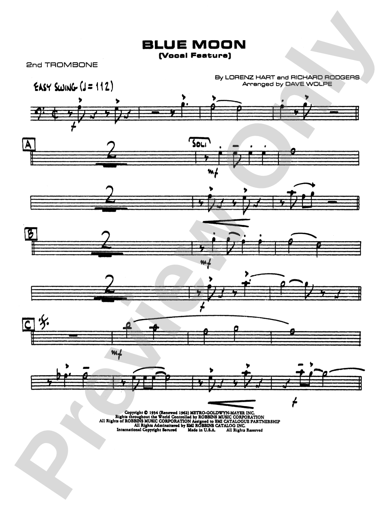 Blue Moon: 2nd Trombone
