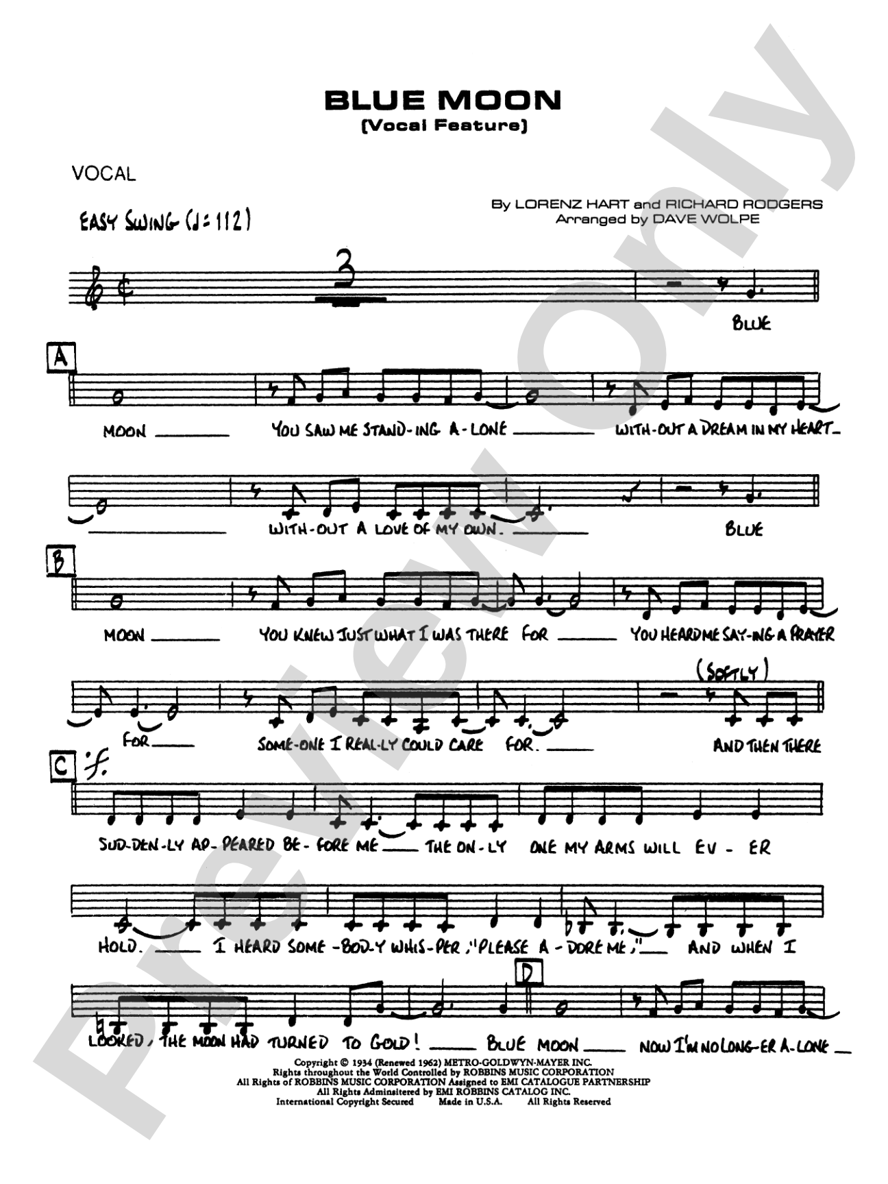 Blue Moon: Vocal Solo
