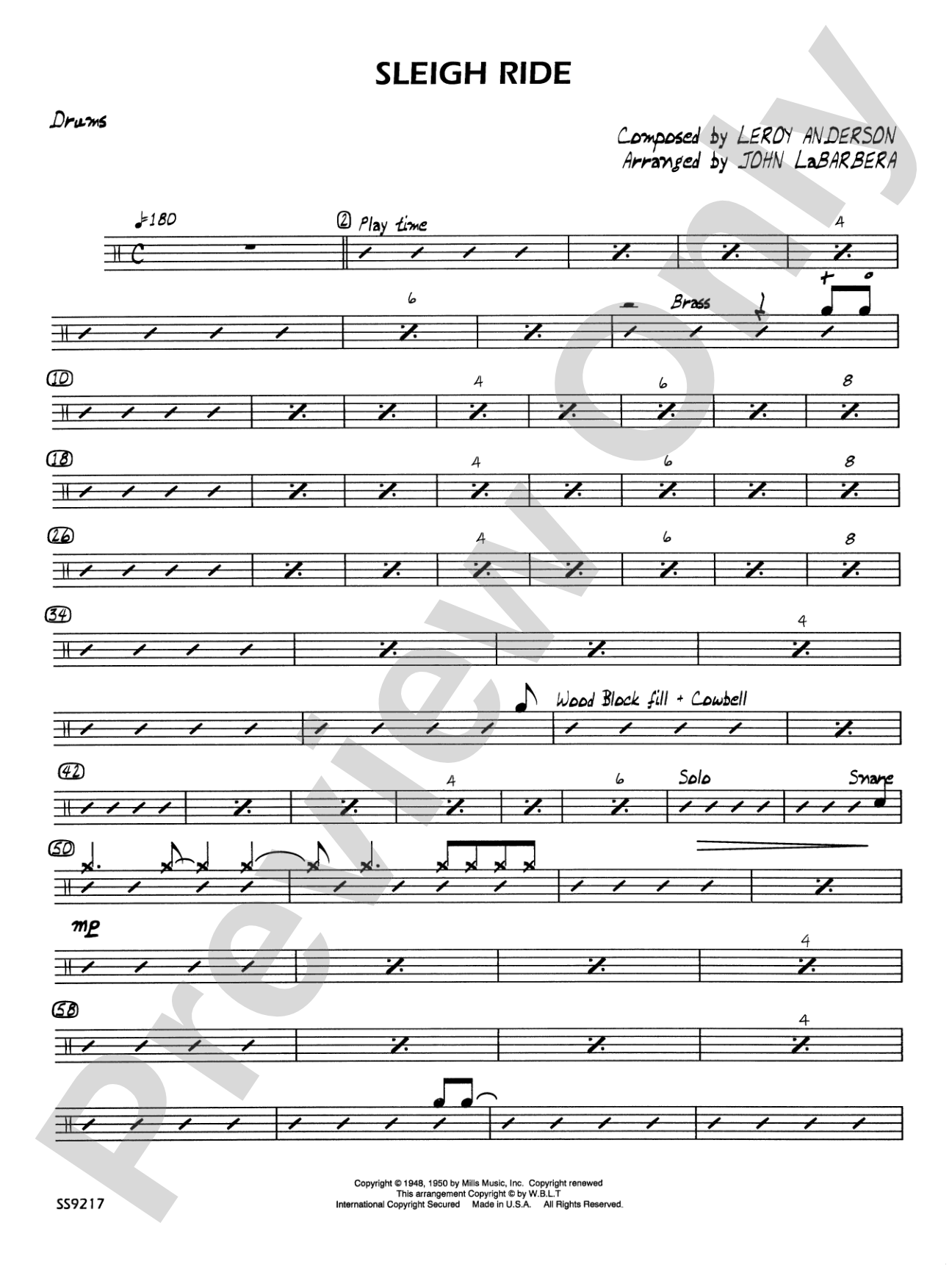Sleigh Ride: Drums