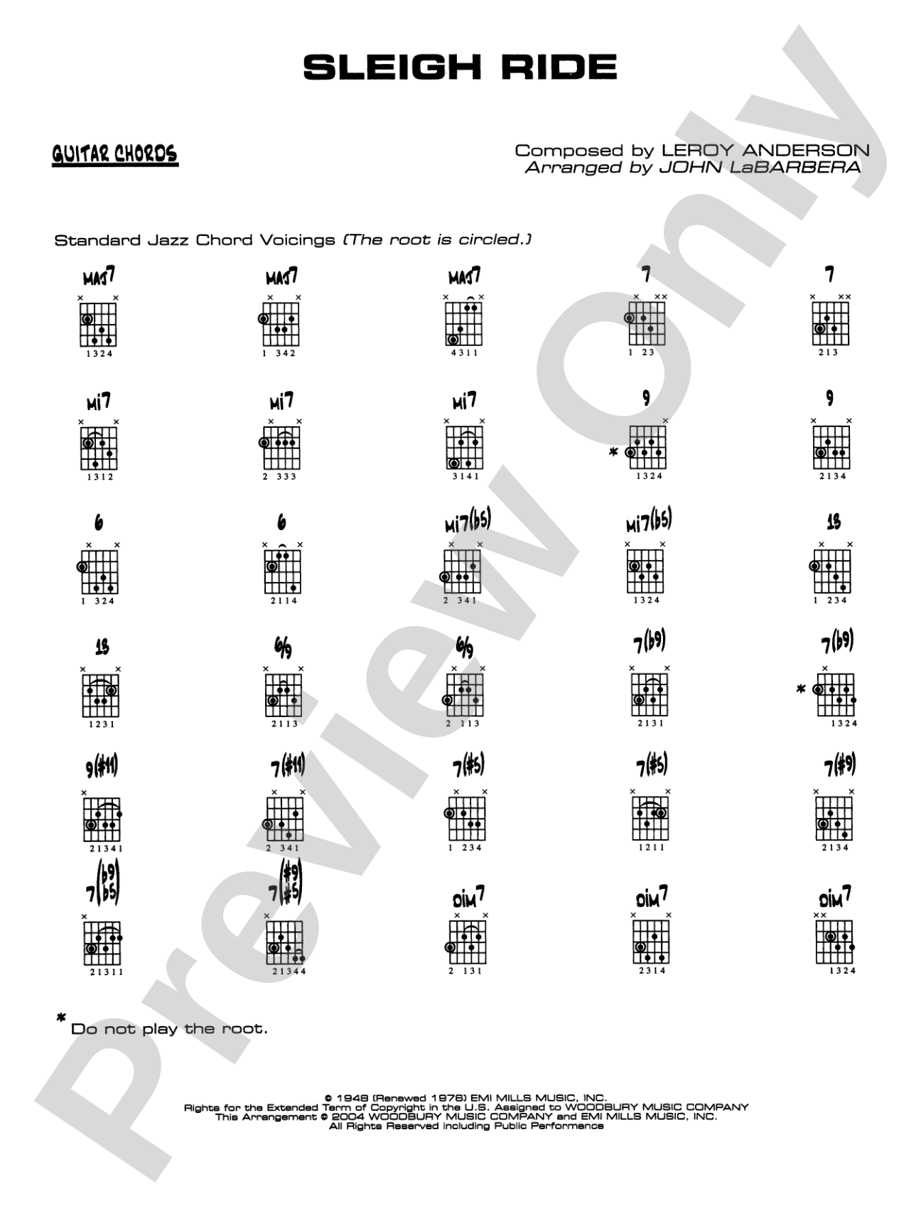 Sleigh Ride: Guitar Chords