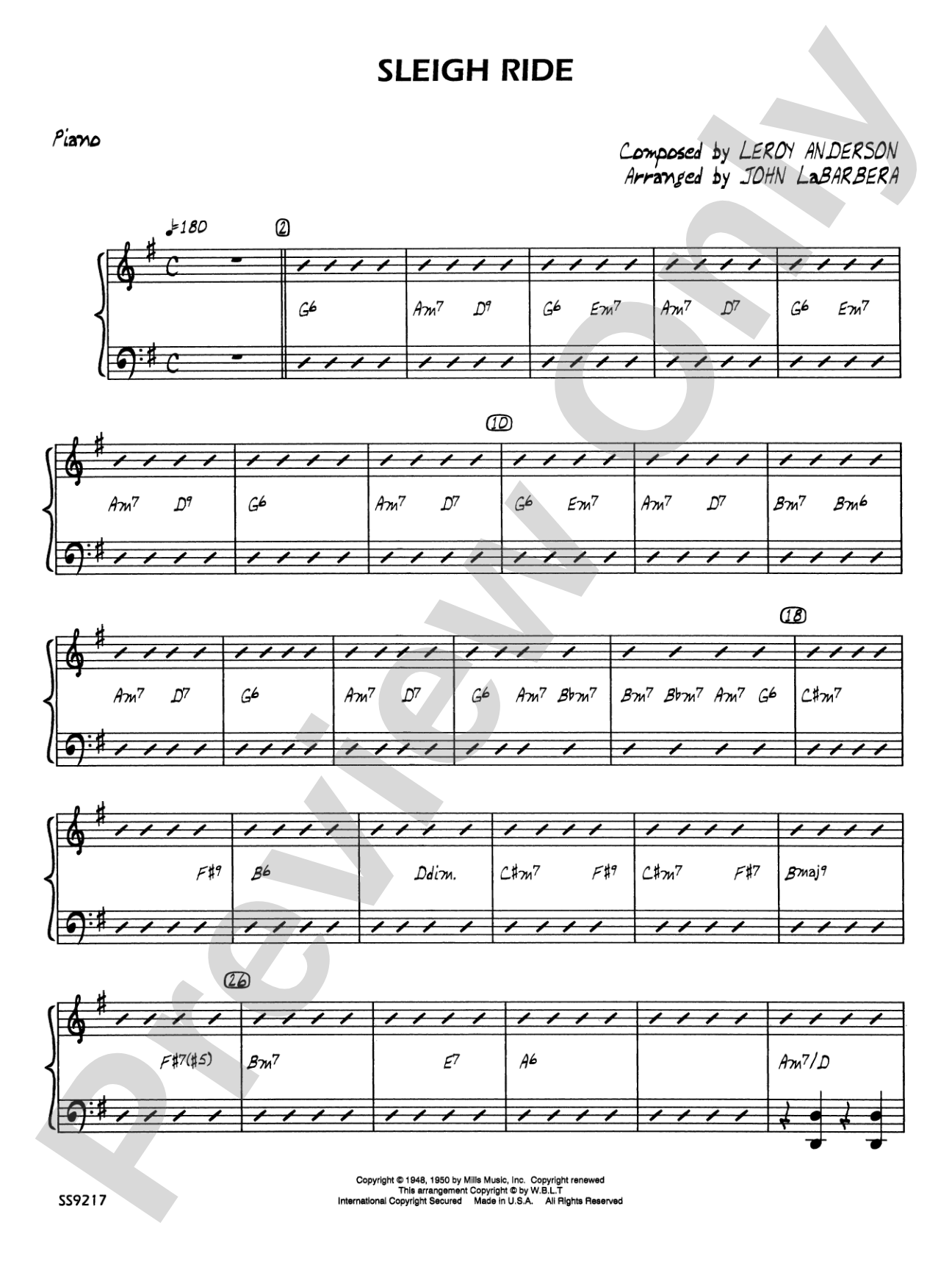 Sleigh Ride: Piano Accompaniment