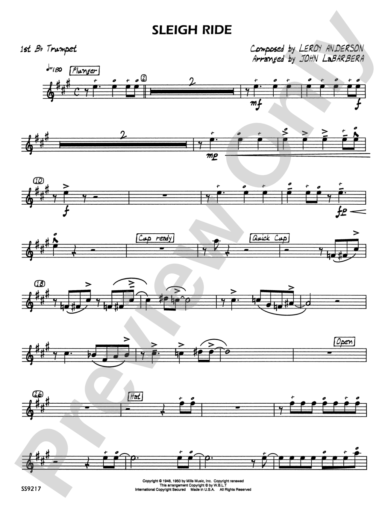 Sleigh Ride: 1st B-flat Trumpet