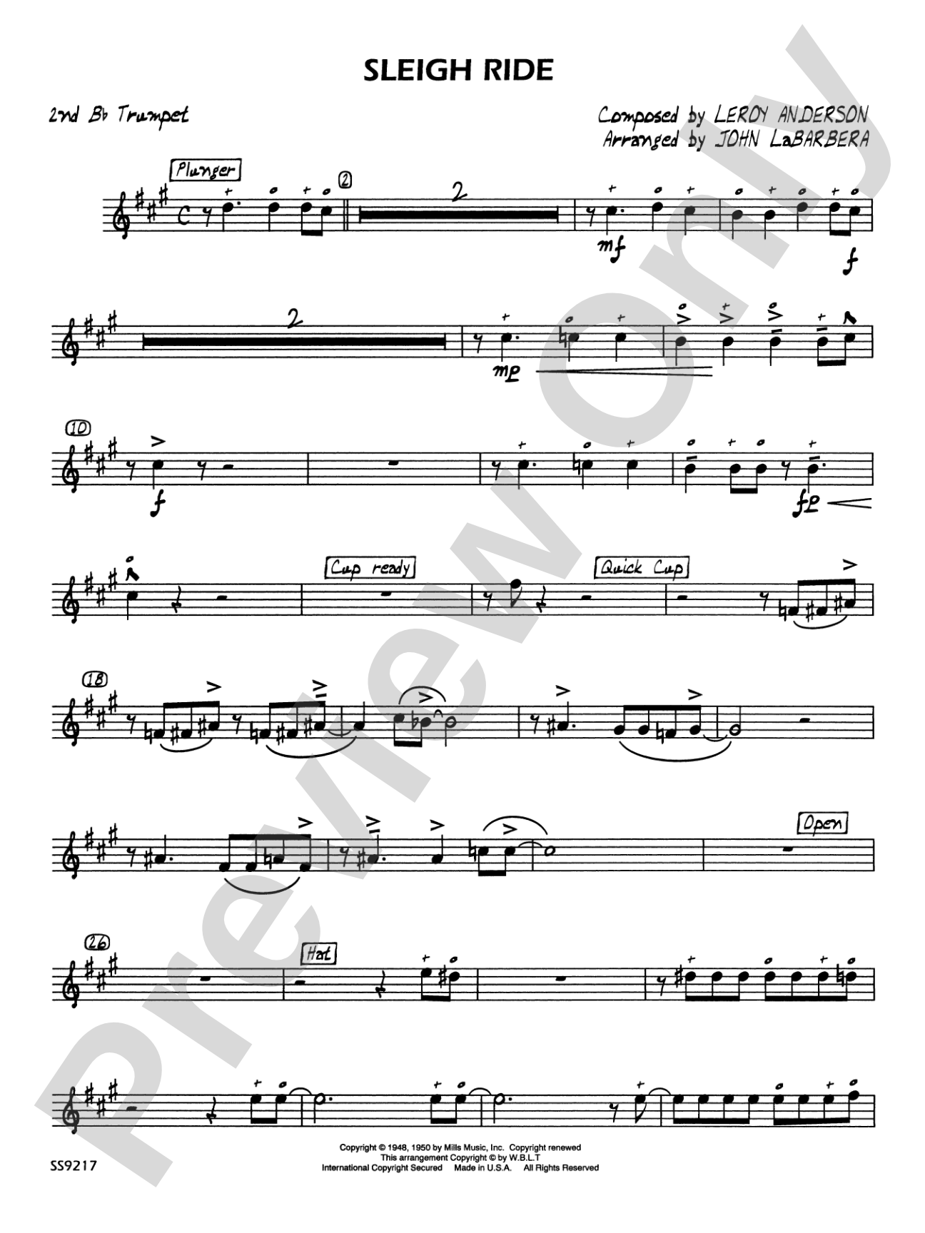 Sleigh Ride: 2nd B-flat Trumpet