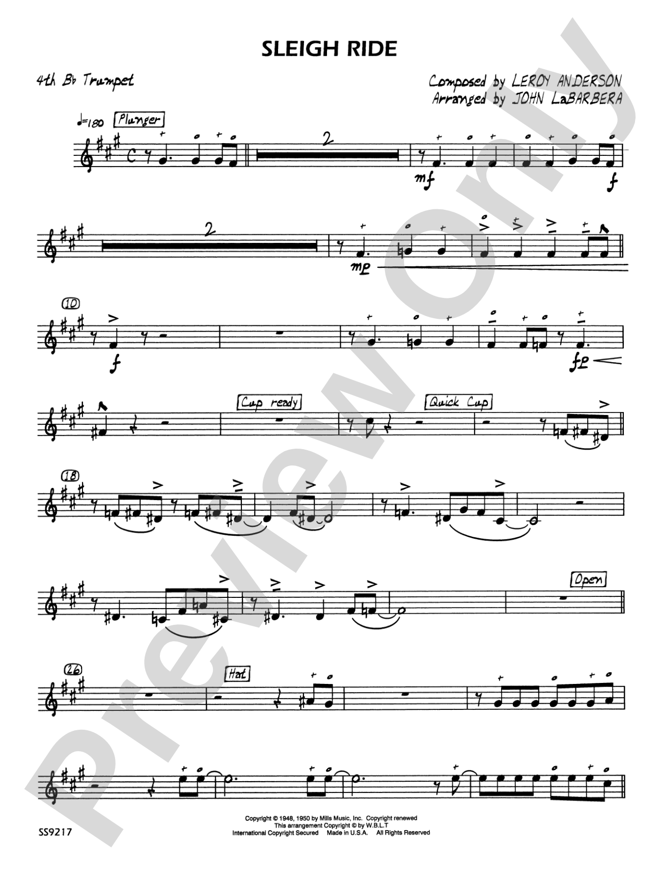 Sleigh Ride: 4th B-flat Trumpet