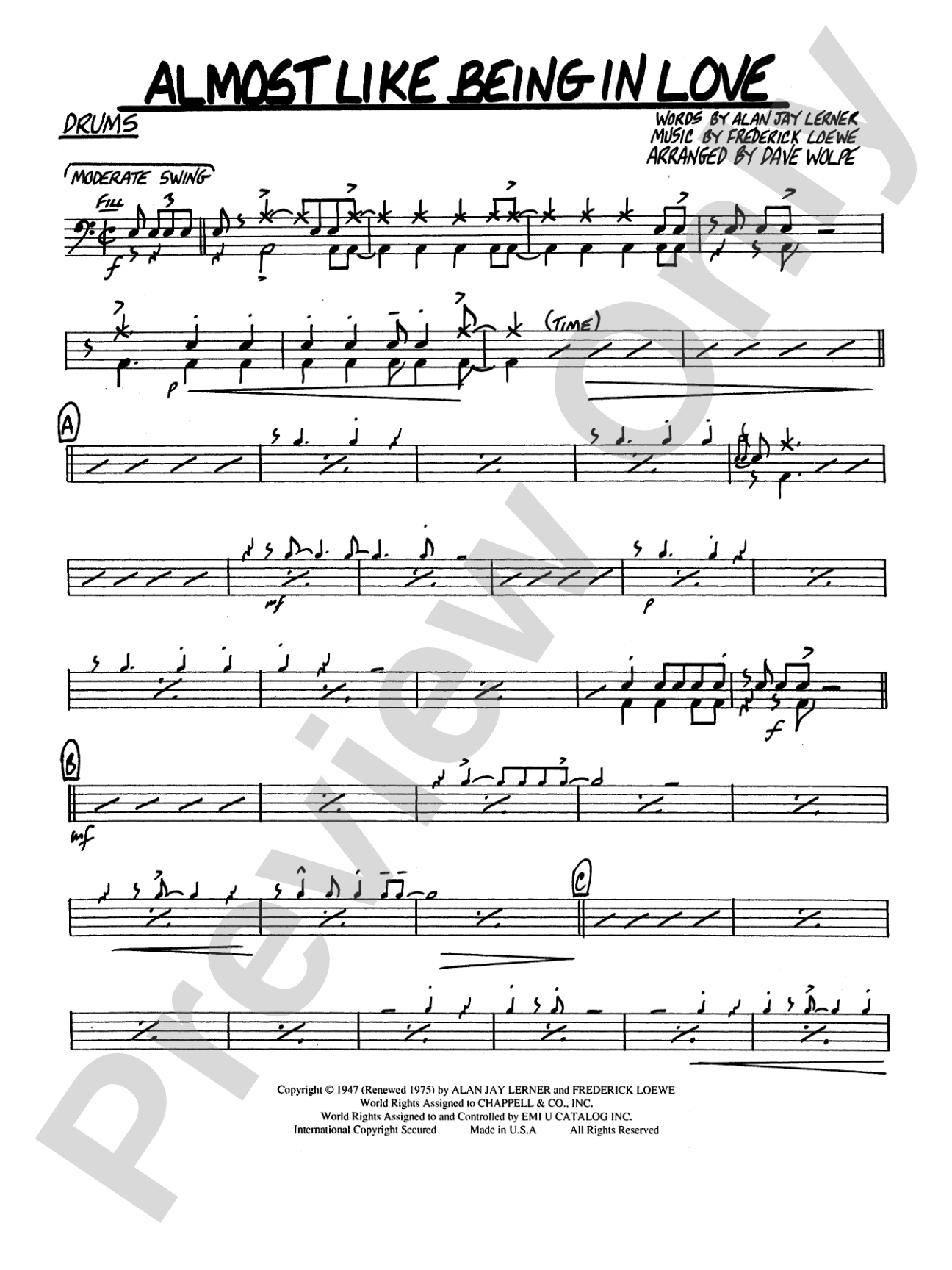 Almost Like Being in Love: Drums
