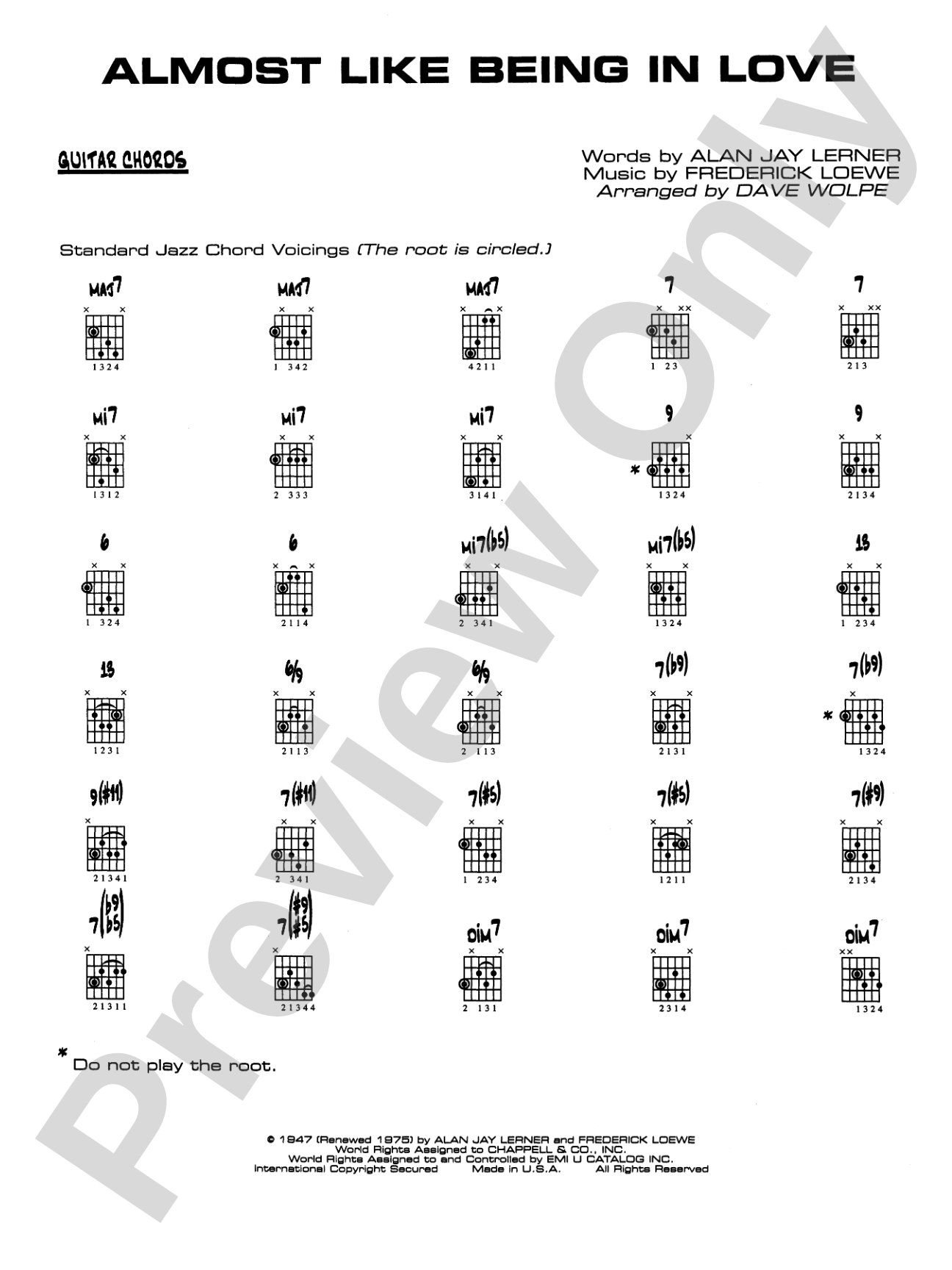 Almost Like Being in Love: Guitar Chords