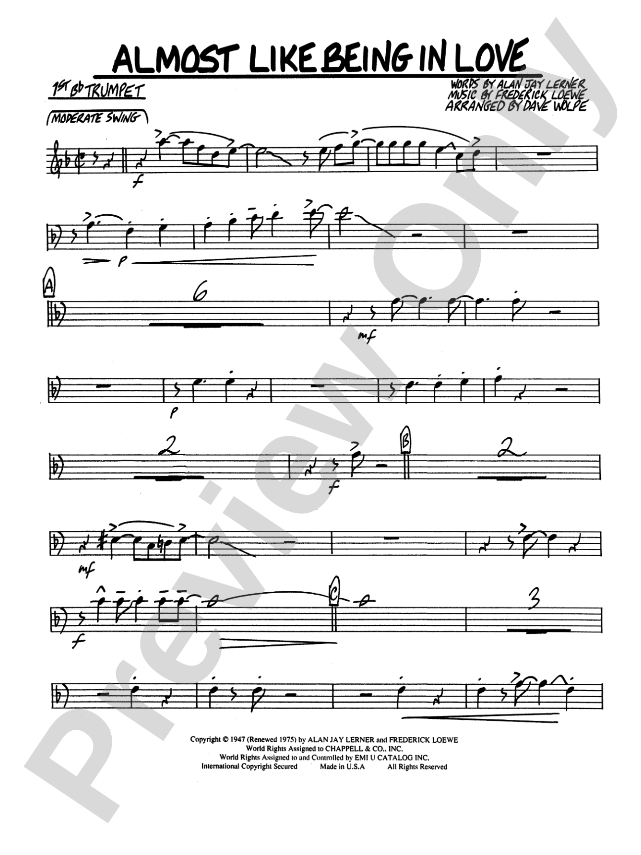 Almost Like Being in Love: 1st B-flat Trumpet