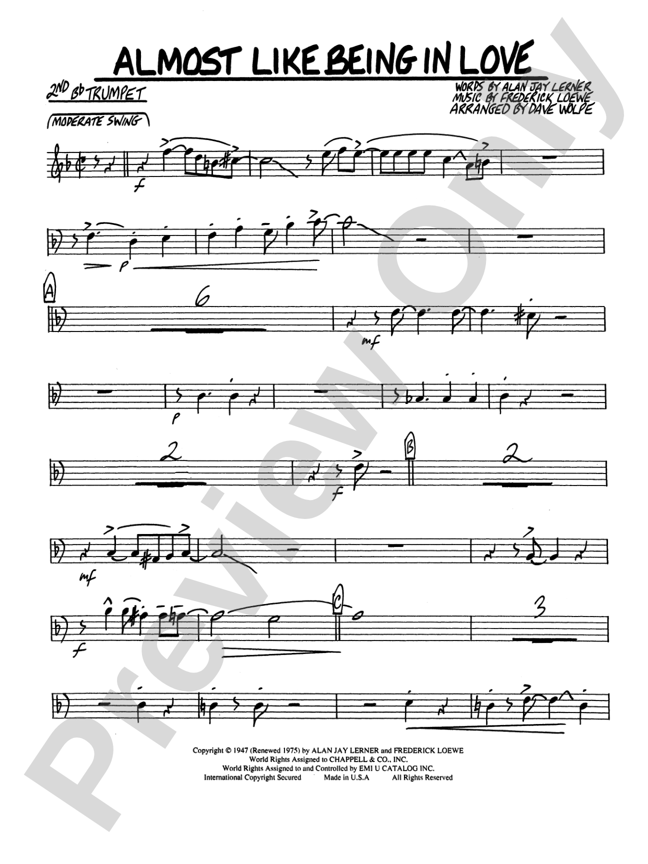 Almost Like Being in Love: 2nd B-flat Trumpet