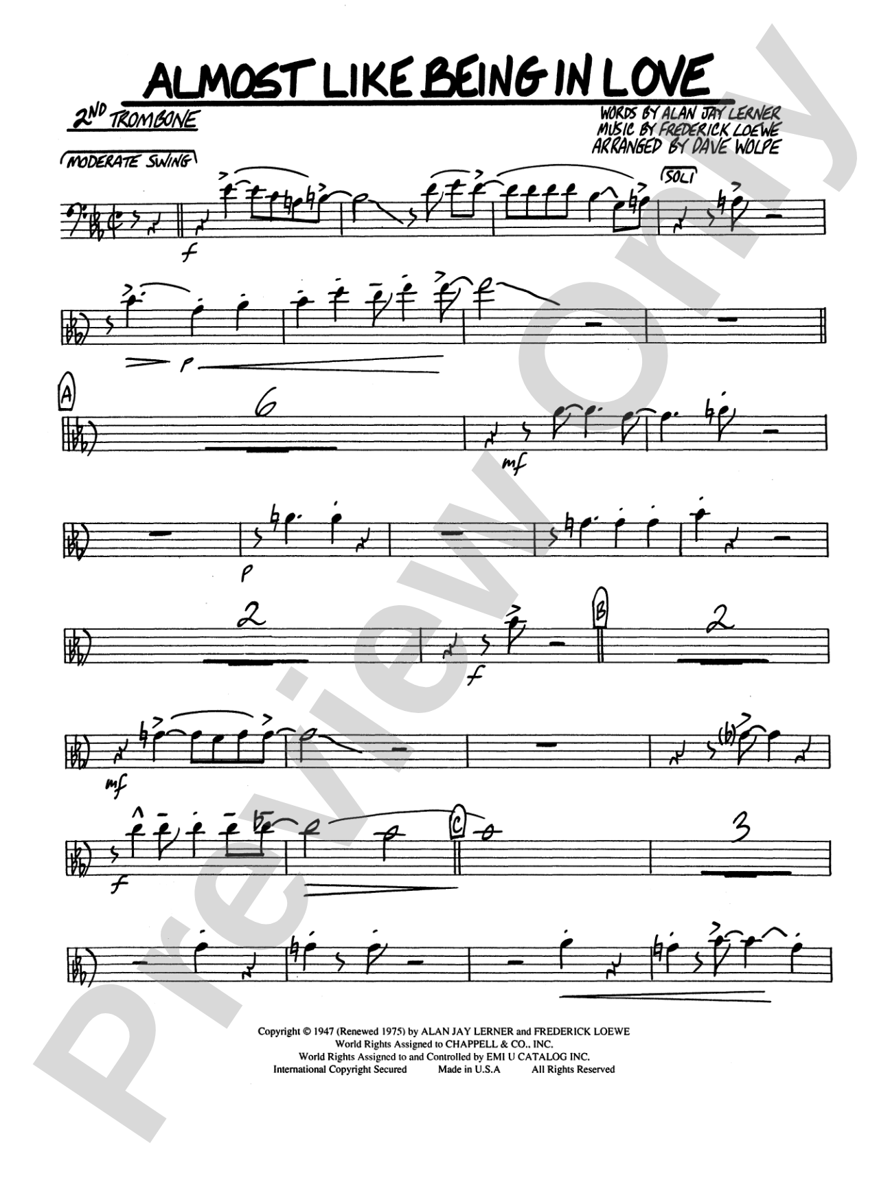 Almost Like Being in Love: 2nd Trombone