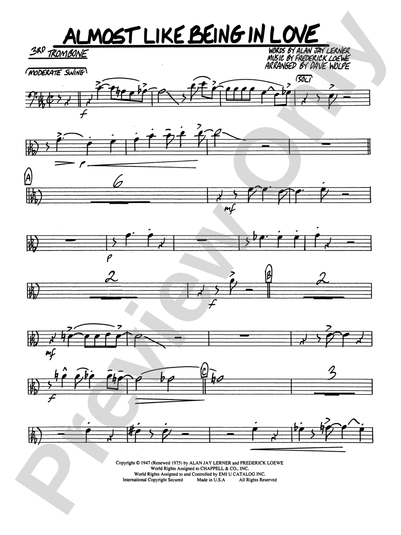 Almost Like Being in Love: 3rd Trombone