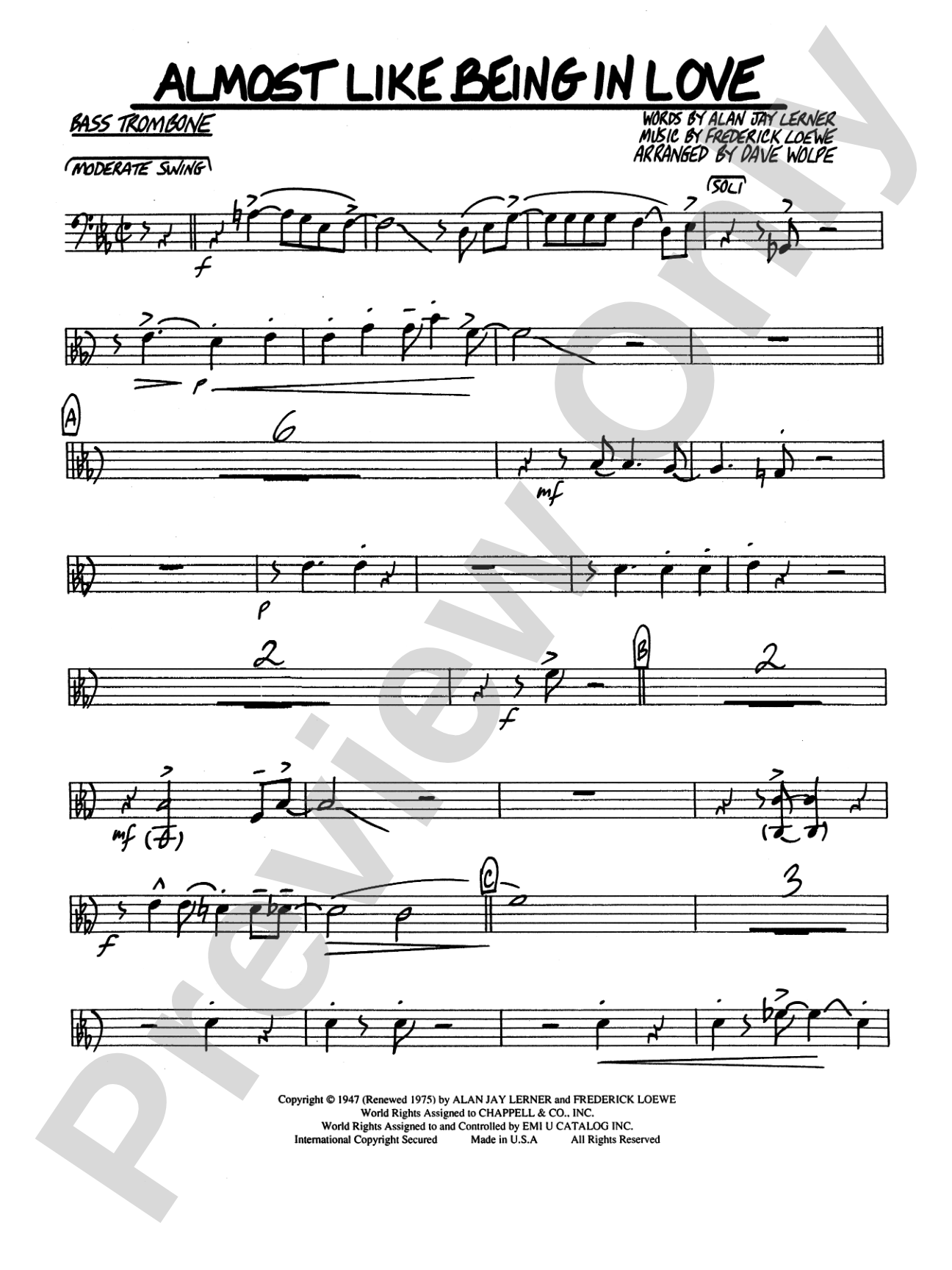 Almost Like Being in Love: 4th Trombone