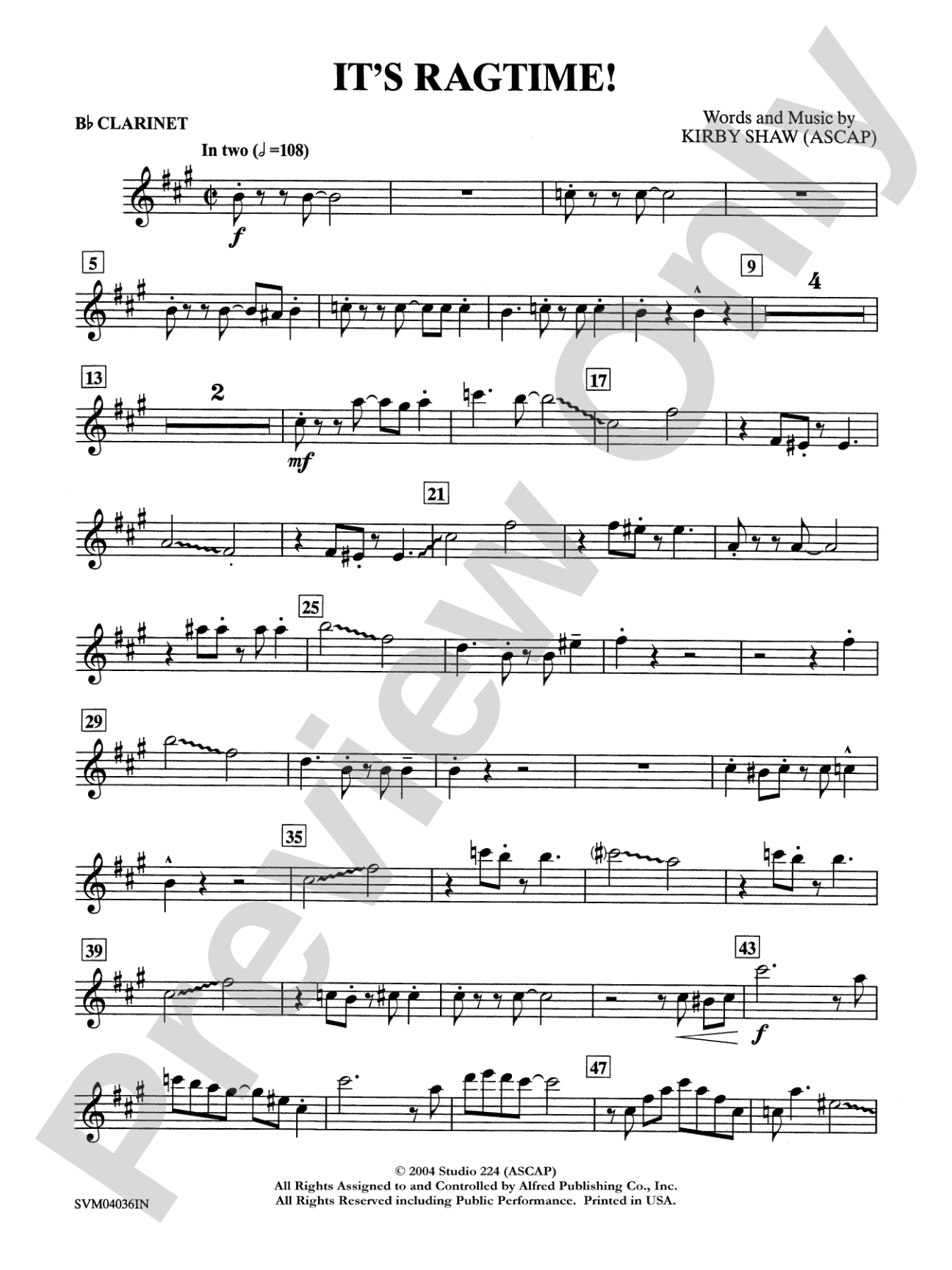 It's Ragtime!: 1st B-flat Clarinet: Choral Instrumental Parts