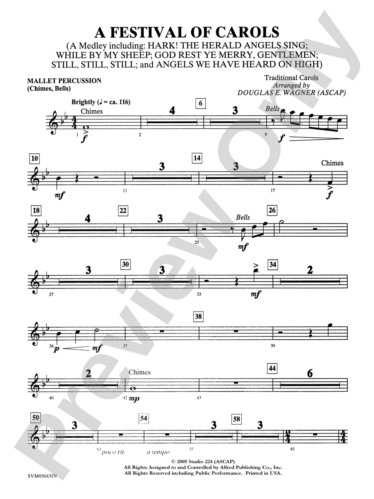 A Festival of Carols (A Medley): Mallets: Choral Instrumental Parts