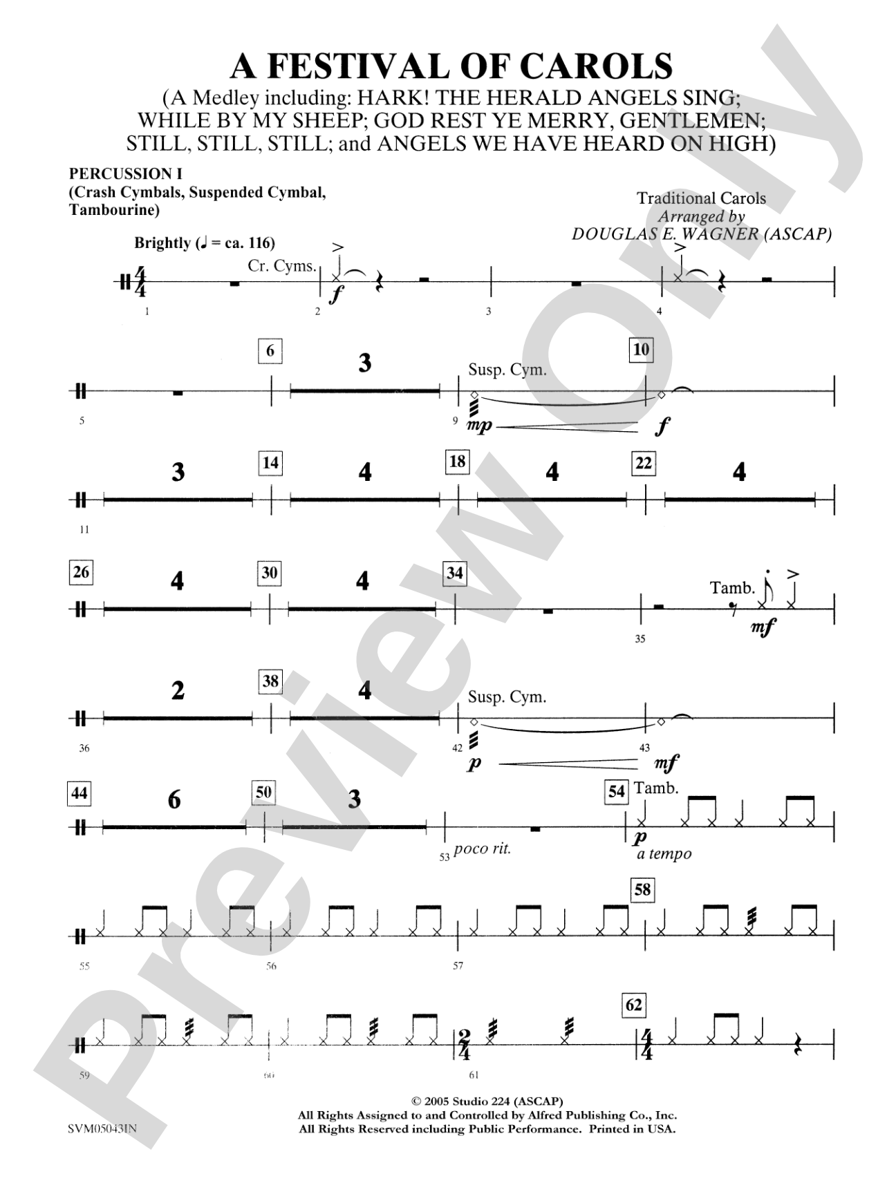 A Festival of Carols (A Medley): 1st Percussion: Choral Instrumental Parts