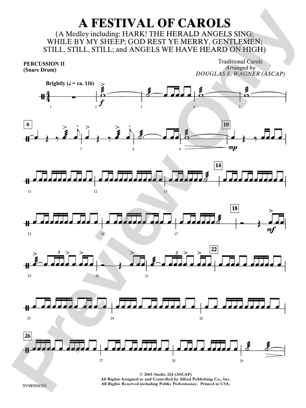 A Festival of Carols (A Medley): 2nd Percussion: Choral Instrumental Parts