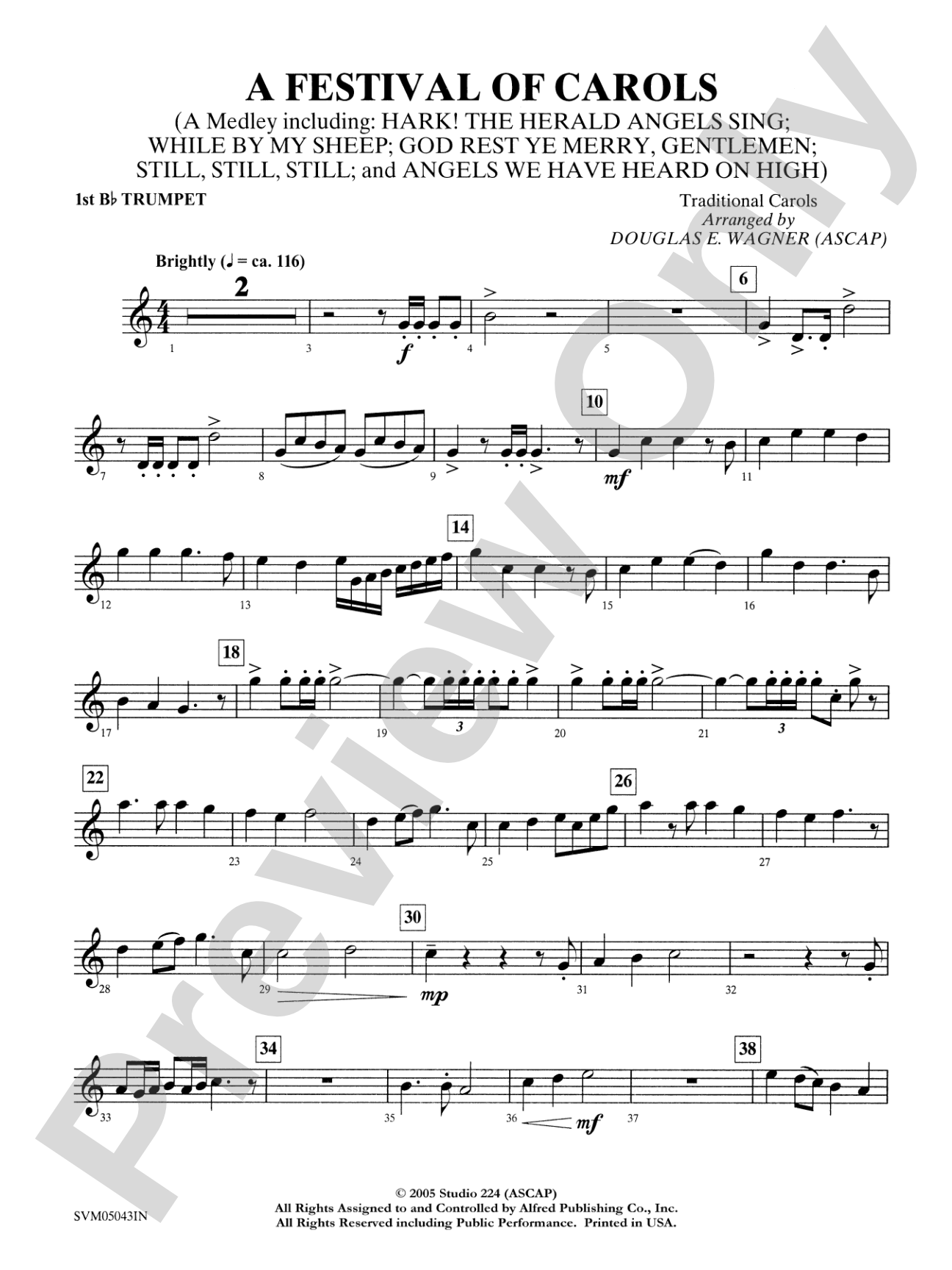 A Festival of Carols (A Medley): 1st B-flat Trumpet: Choral Instrumental Parts