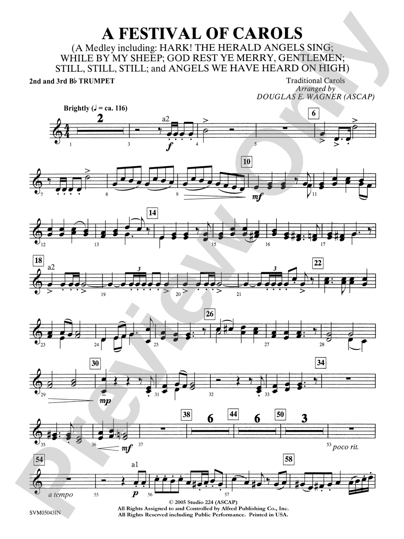 A Festival of Carols (A Medley): 2nd & 3rd Trumpet: Choral Instrumental Parts