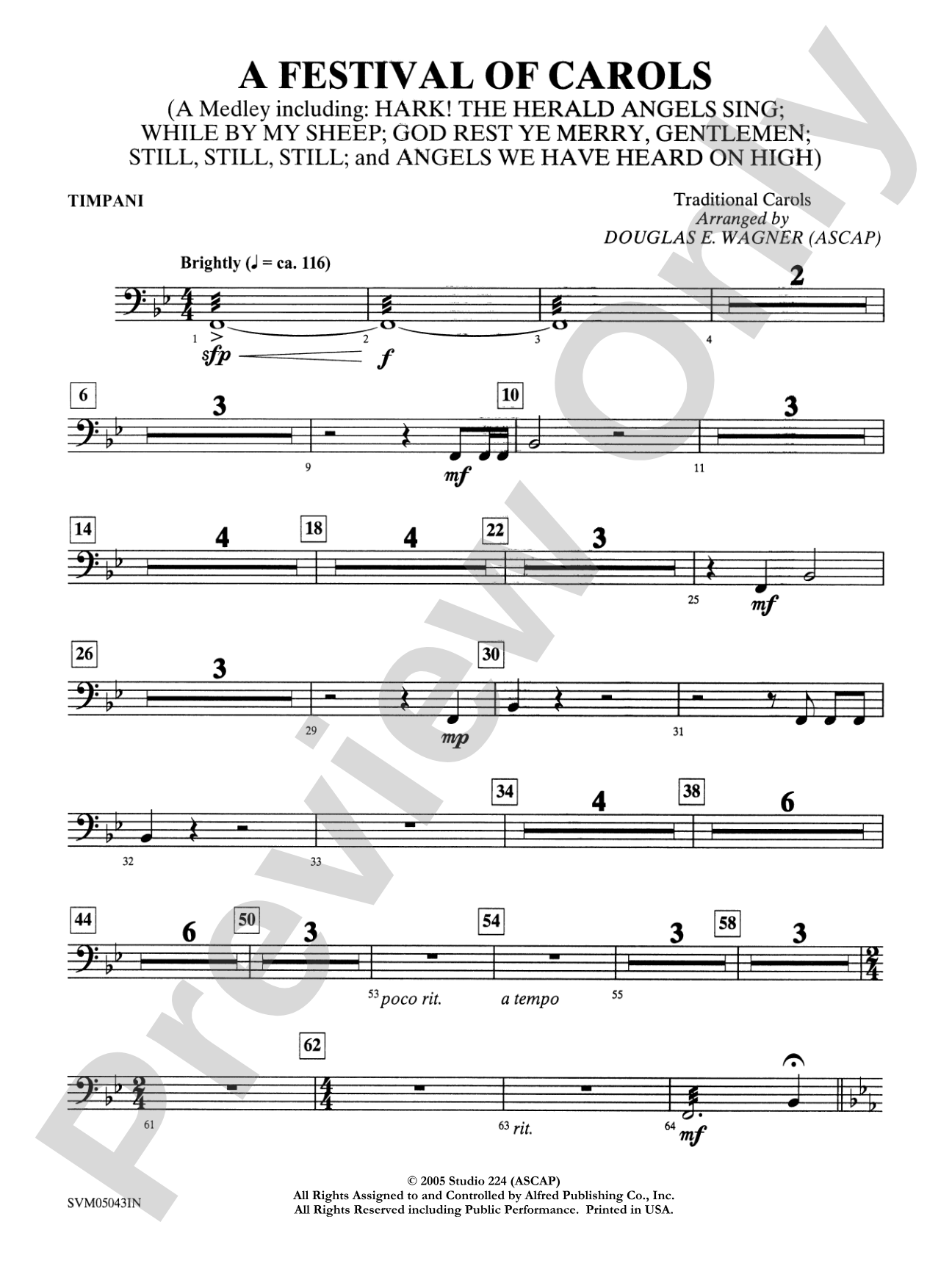 A Festival of Carols (A Medley): Timpani: Choral Instrumental Parts