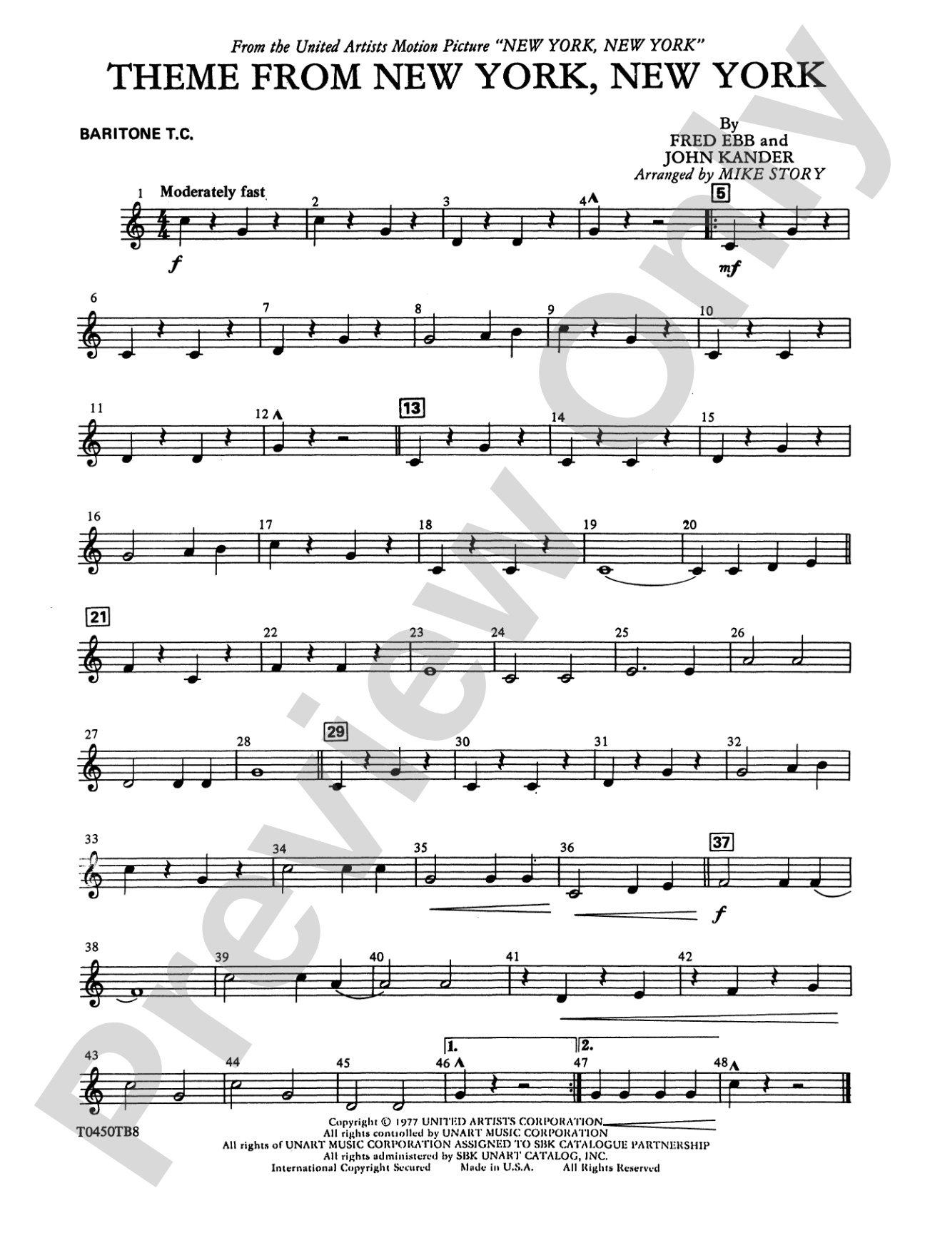 New York, New York, Theme from: Baritone T.C.