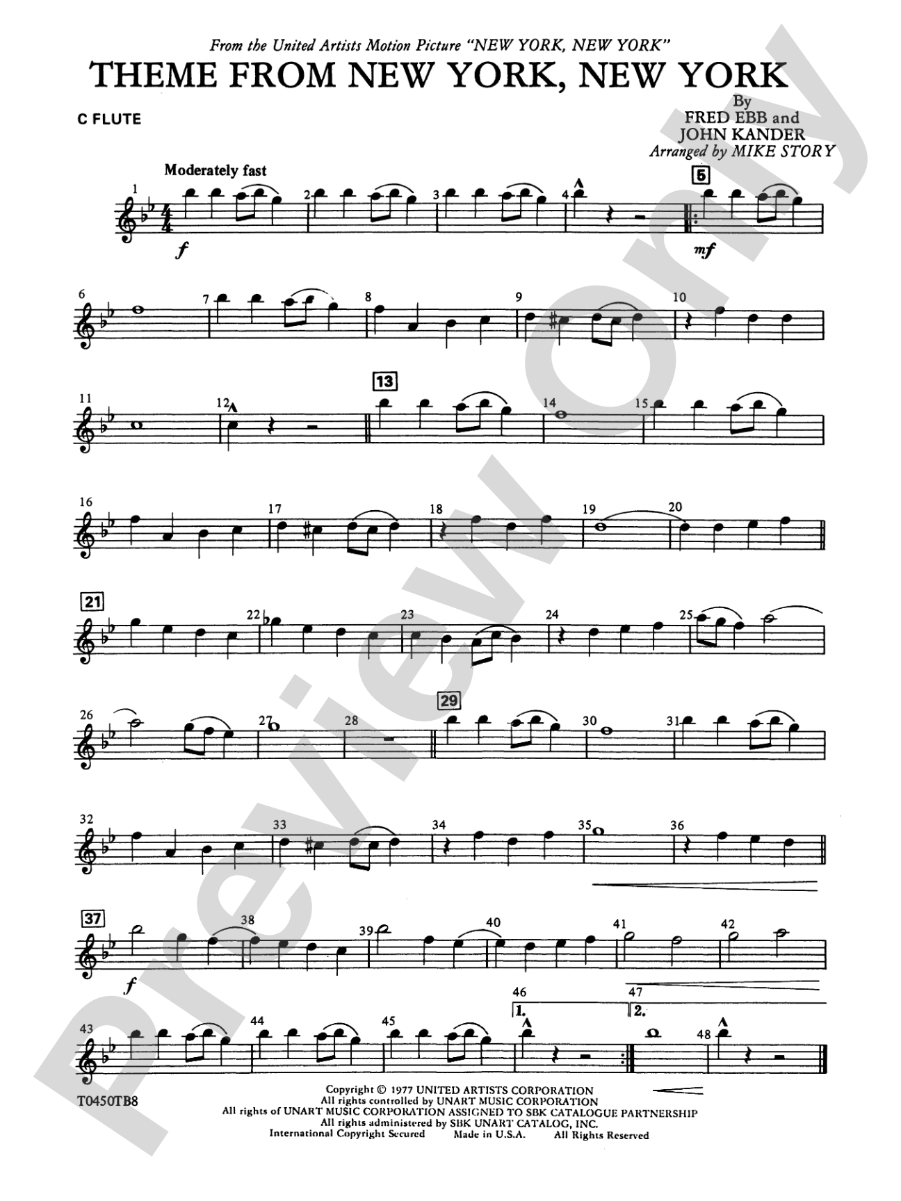 New York, New York, Theme from: Flute