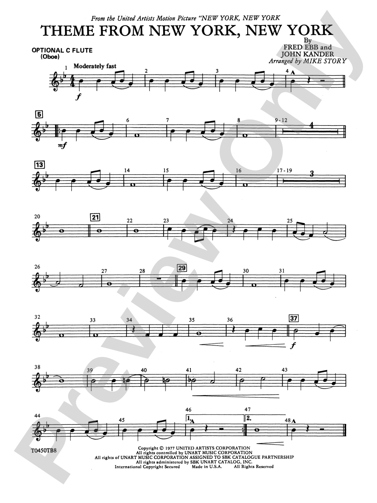 New York, New York, Theme from: Oboe