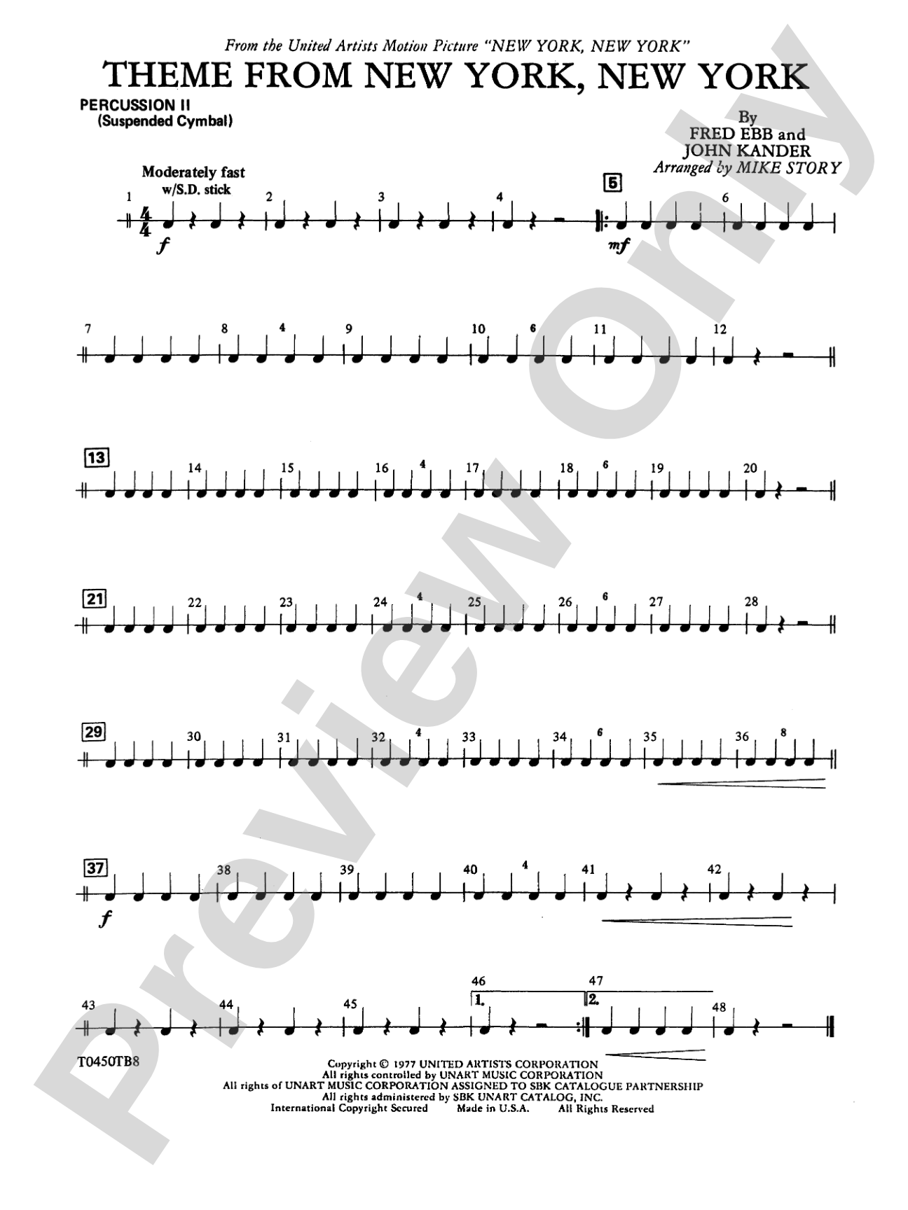 New York, New York, Theme from: 2nd Percussion