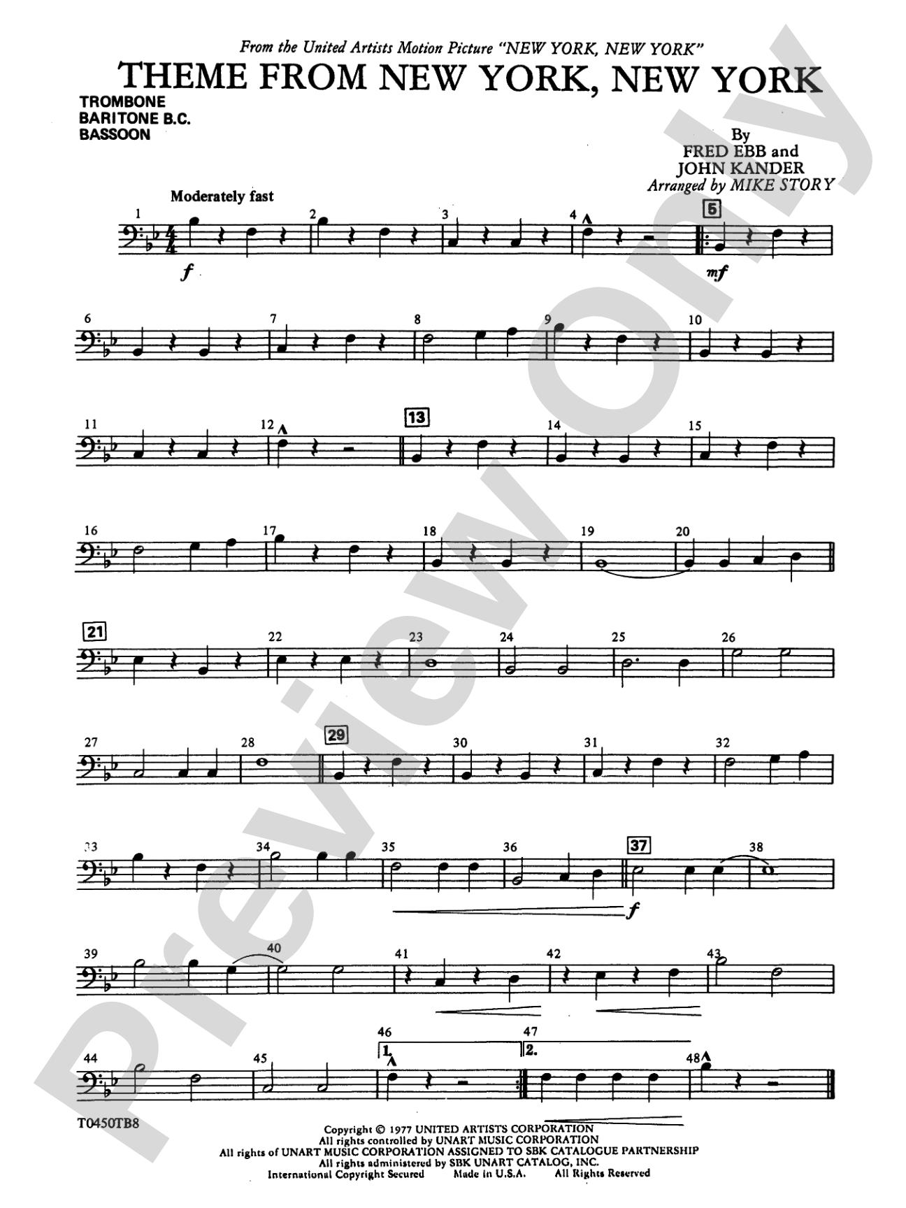 New York, New York, Theme from: 1st Trombone