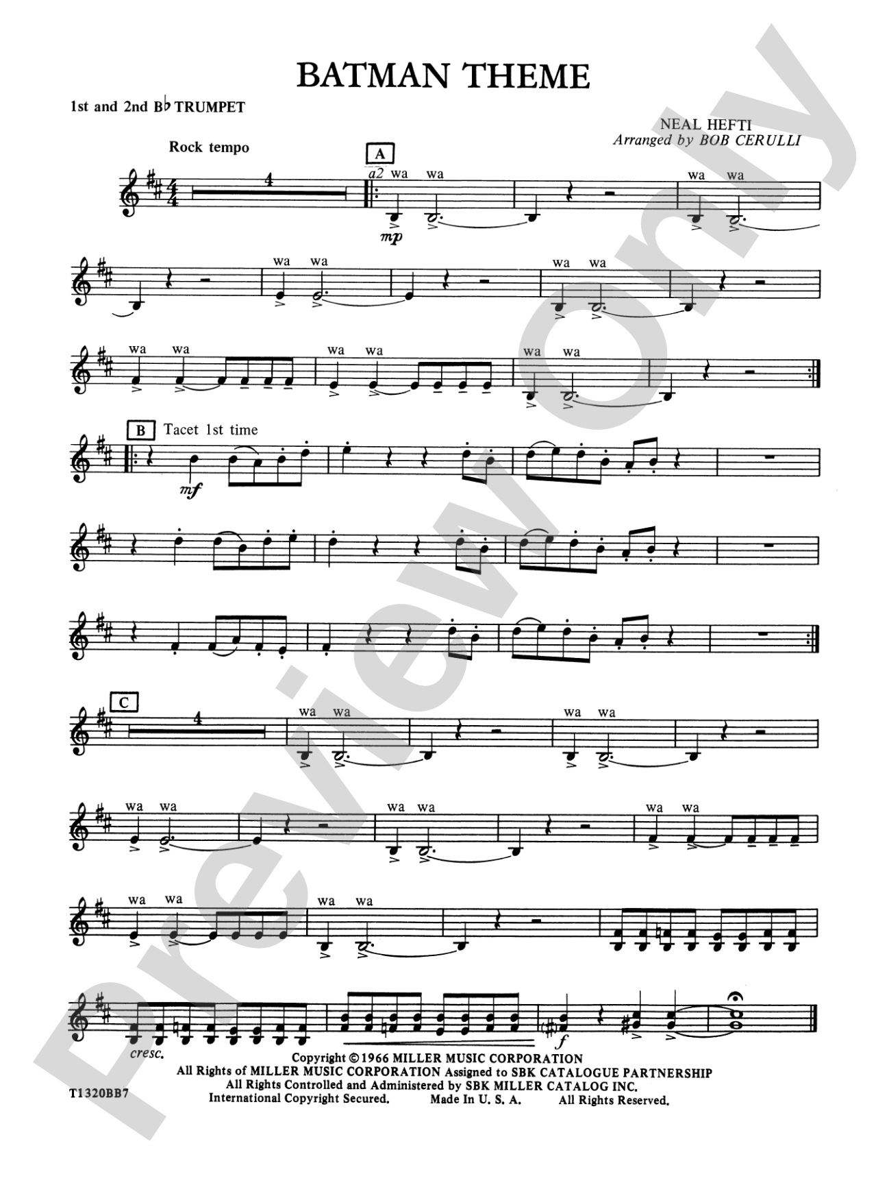 Batman Theme: 1st & 2nd B-flat Trumpets