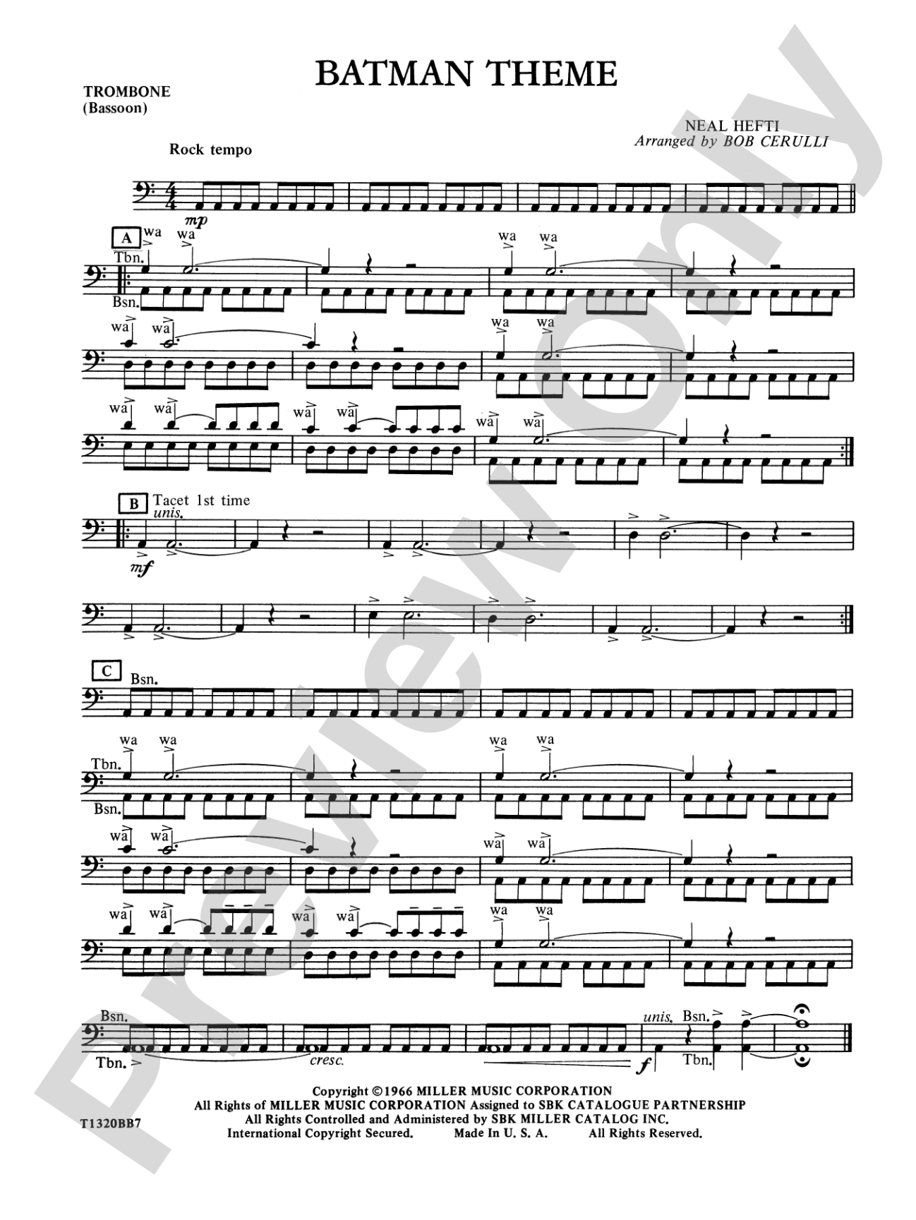 Batman Theme: 1st Trombone