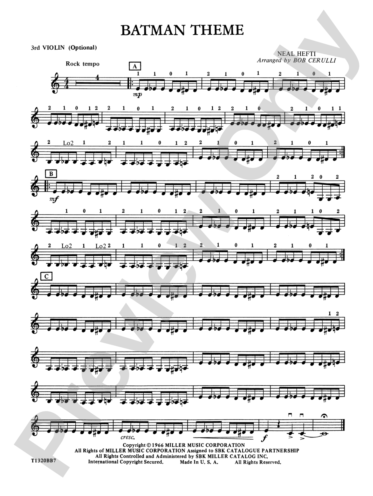 Batman Theme: 3rd Violin (Viola [TC])