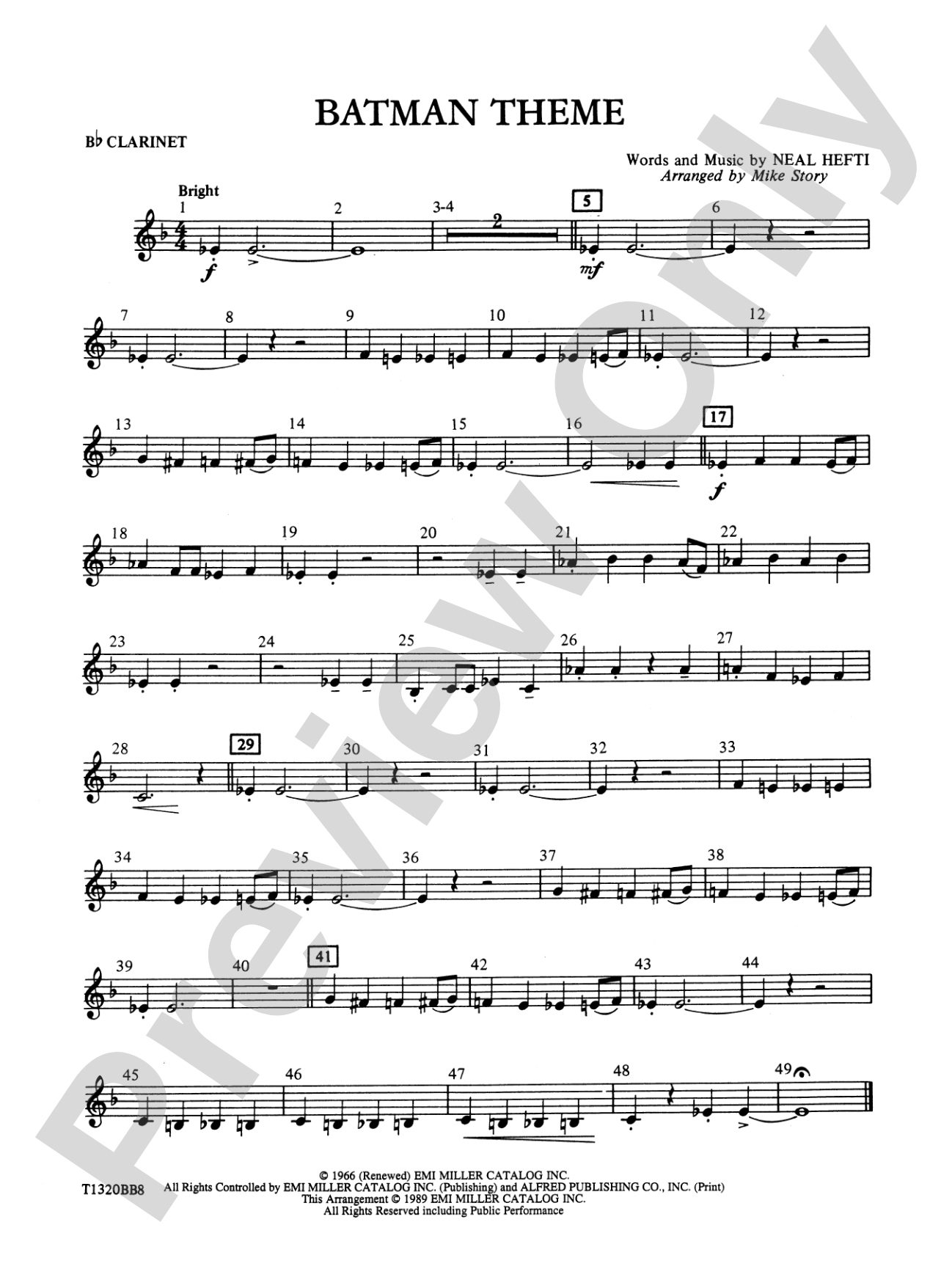 Batman Theme (from the Original TV Series): 1st B-flat Clarinet